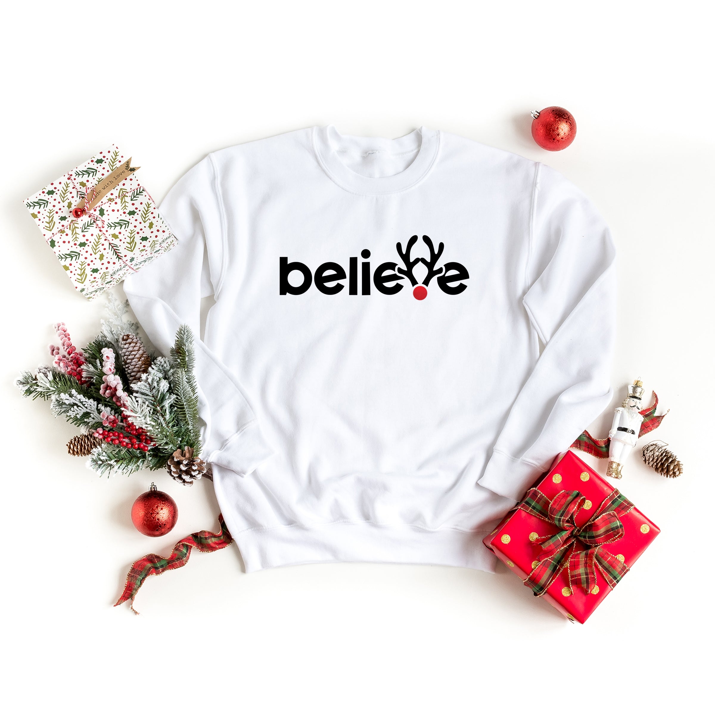 Believe Reindeer Antlers - Sweatshirt