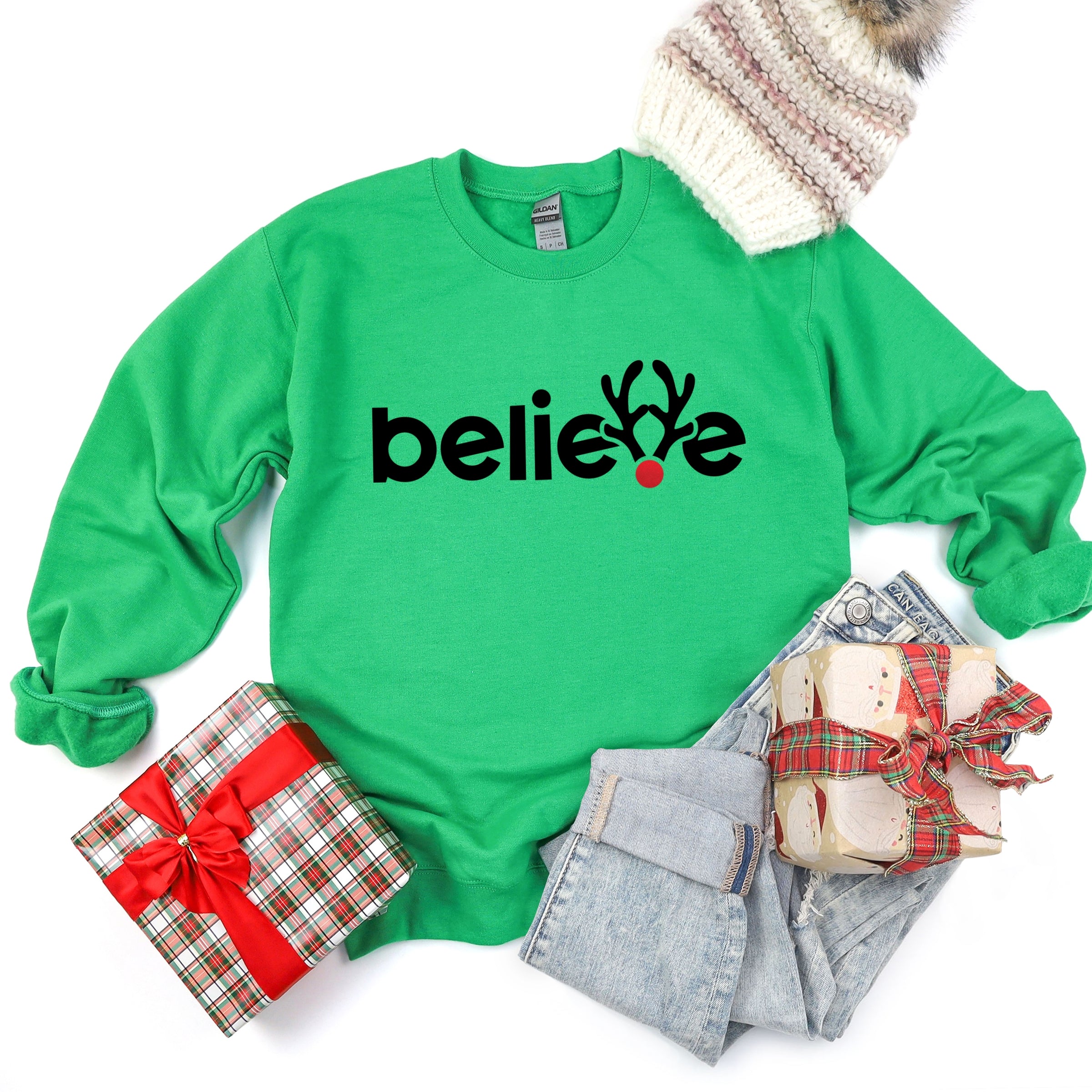 Believe Reindeer Antlers - Sweatshirt