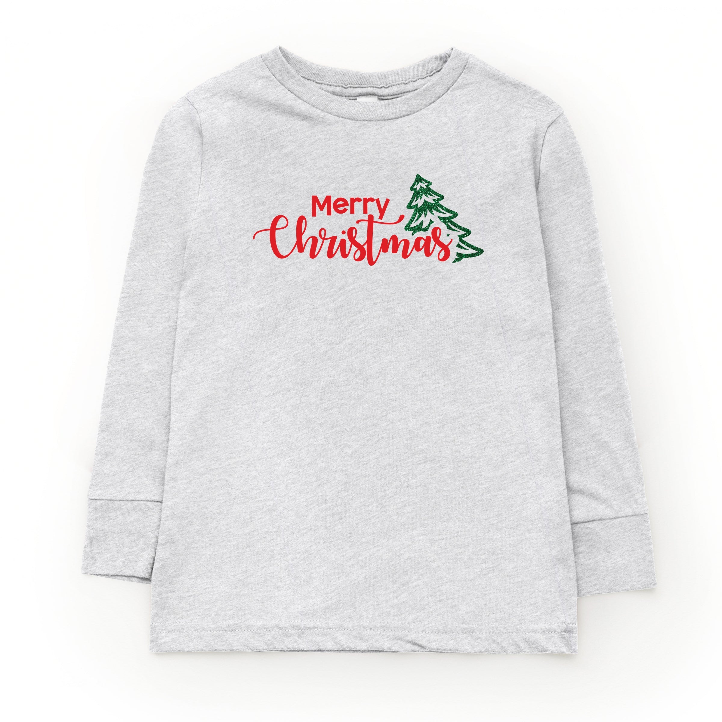 Merry Christmas Glitter Tree - Youth Long Sleeve Graphic T-Shirt