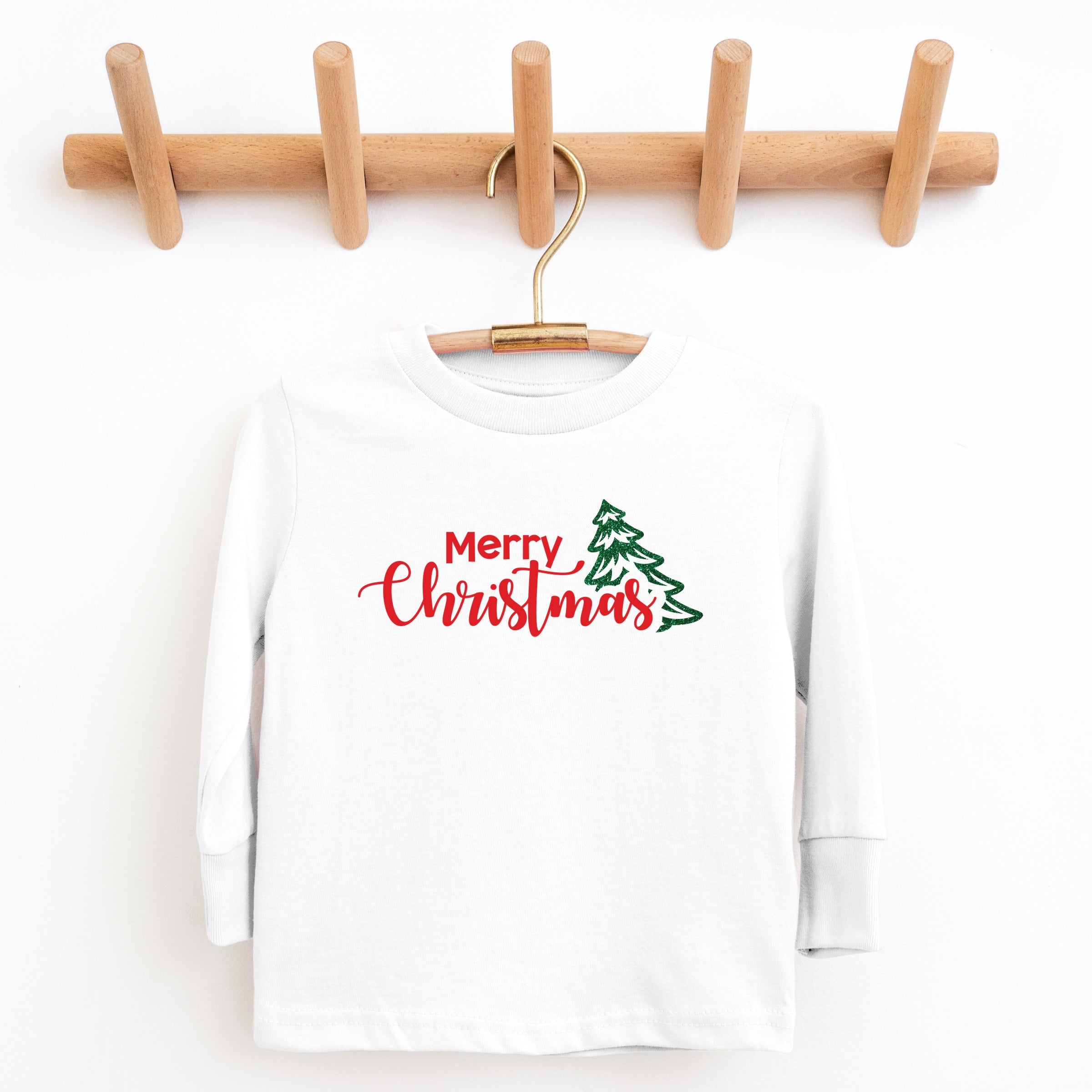 Merry Christmas Glitter Tree - Youth Long Sleeve Graphic T-Shirt