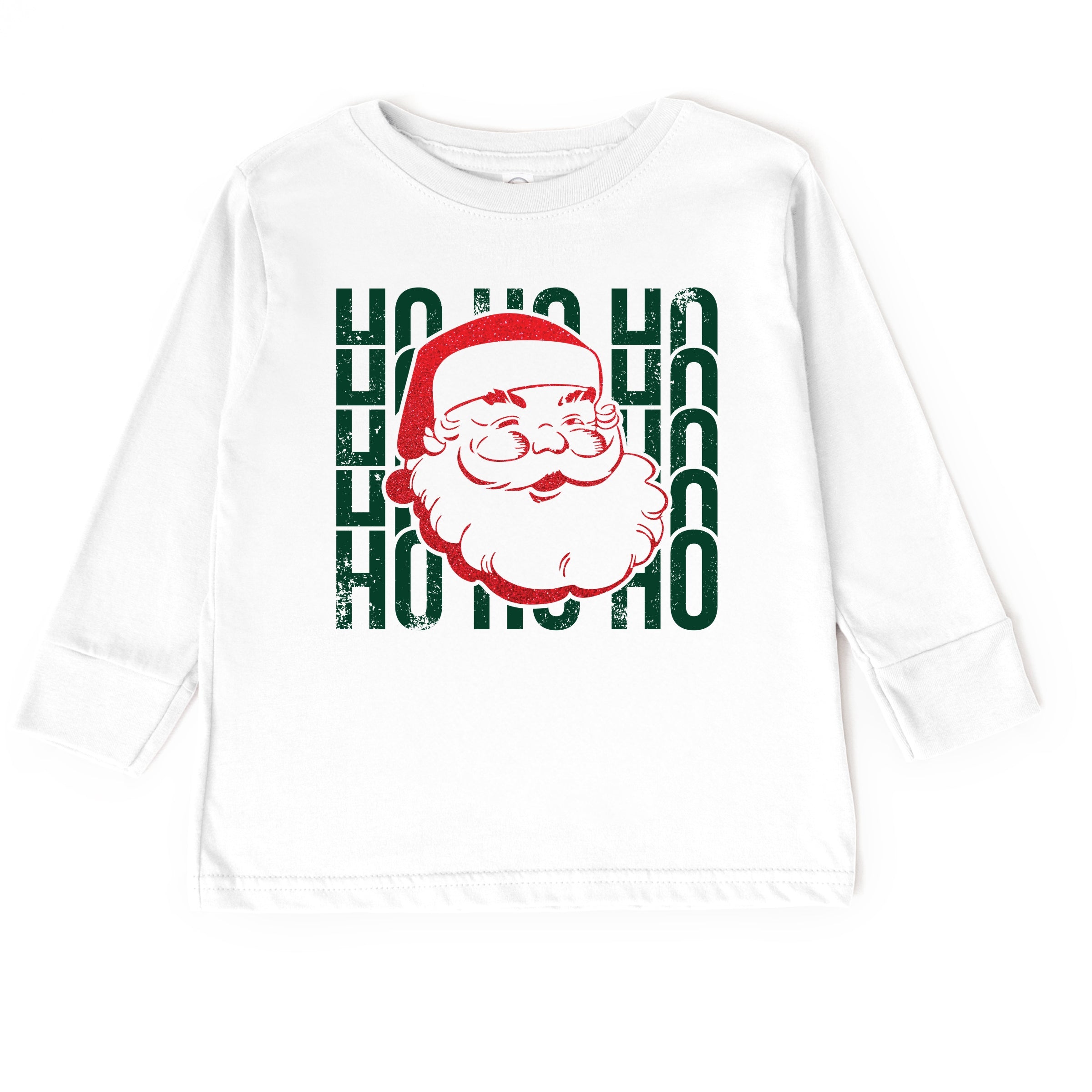 Ho Ho Ho Glitter Santa - Toddler Long Sleeve Graphic Tee