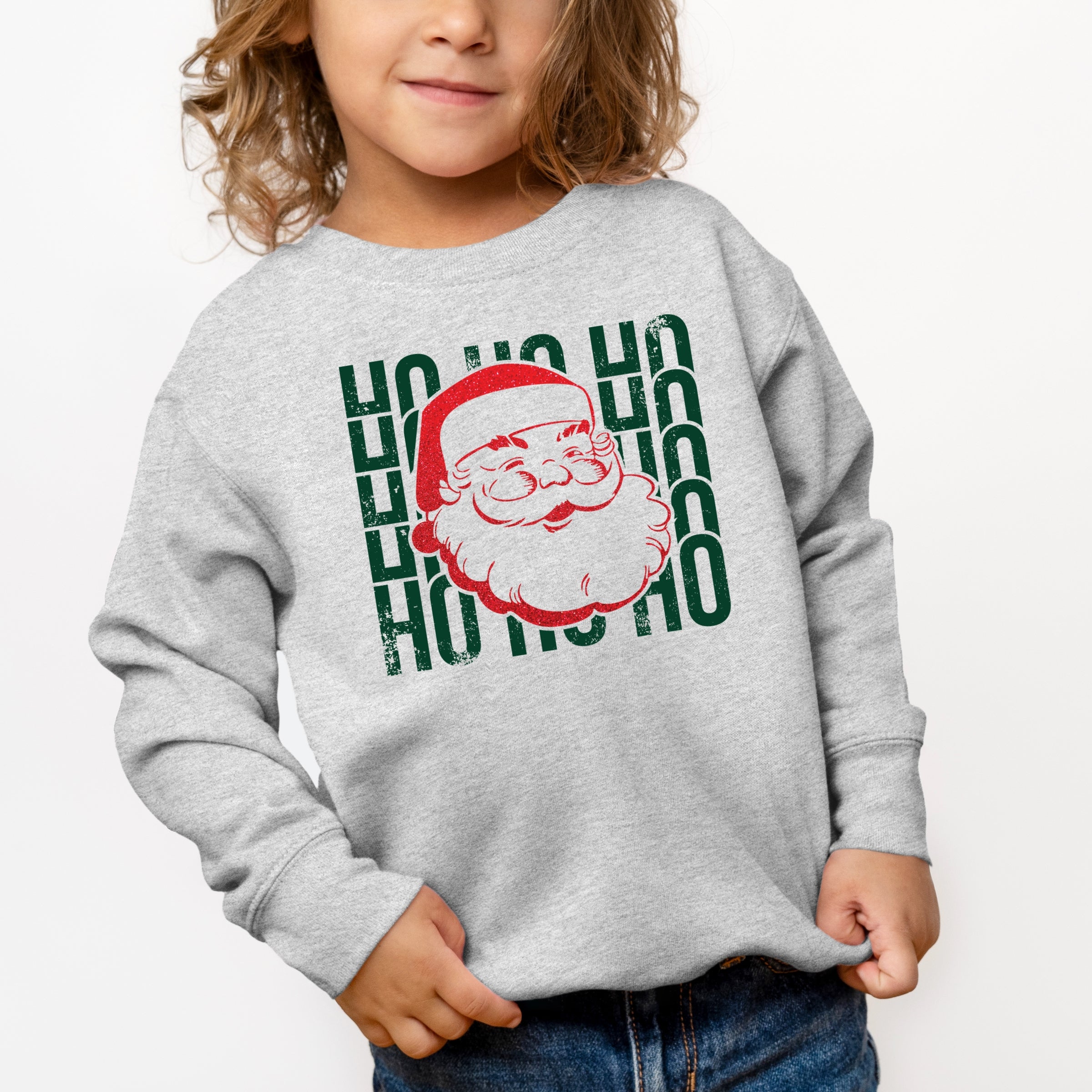 Ho Ho Ho Glitter Santa - Toddler Graphic Sweatshirt
