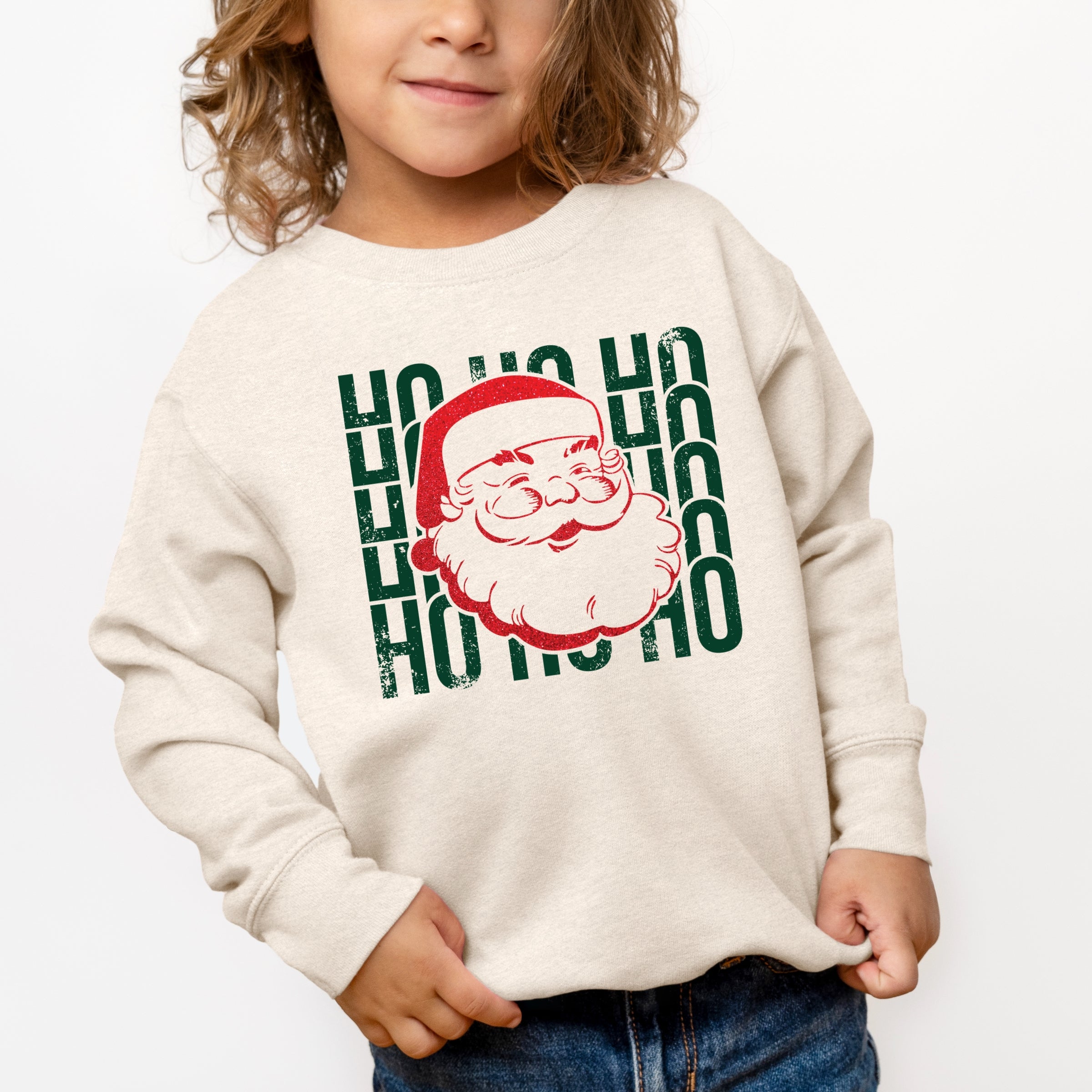 Ho Ho Ho Glitter Santa - Toddler Graphic Sweatshirt