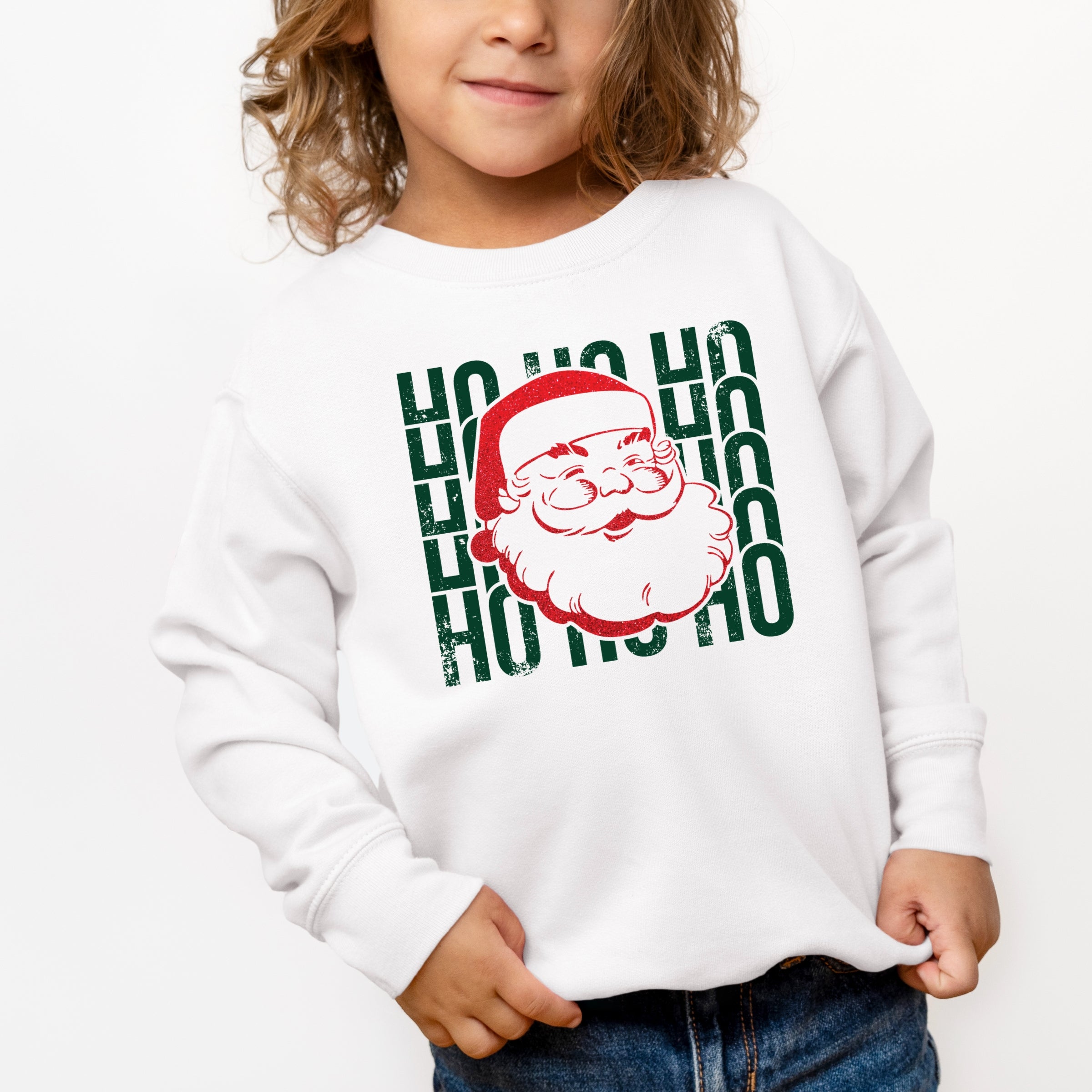Ho Ho Ho Glitter Santa - Toddler Graphic Sweatshirt