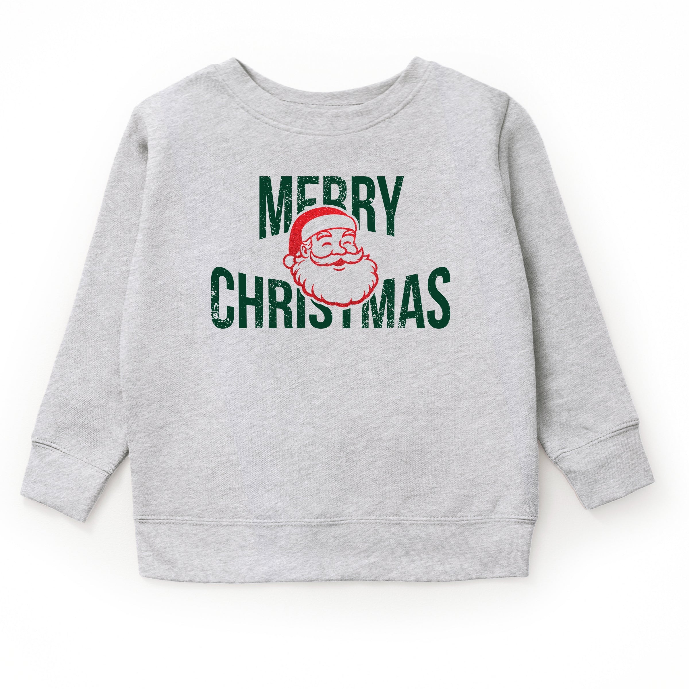 Merry Christmas Arched Glitter Santa - Youth Graphic Sweatshirt
