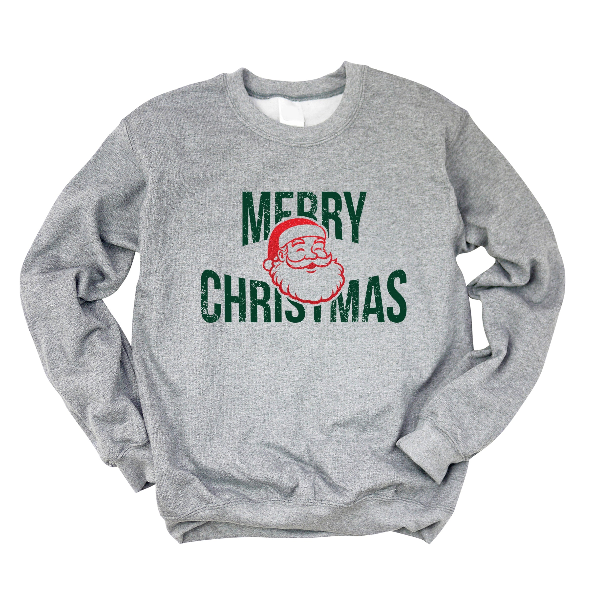 Merry Christmas Arched Glitter Santa -  Womens Sweatshirt