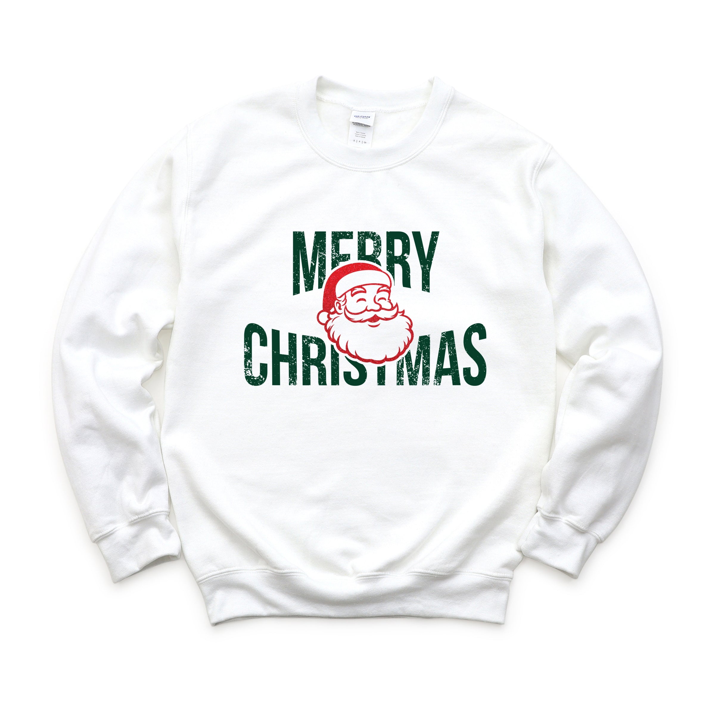 Merry Christmas Arched Glitter Santa -  Womens Sweatshirt