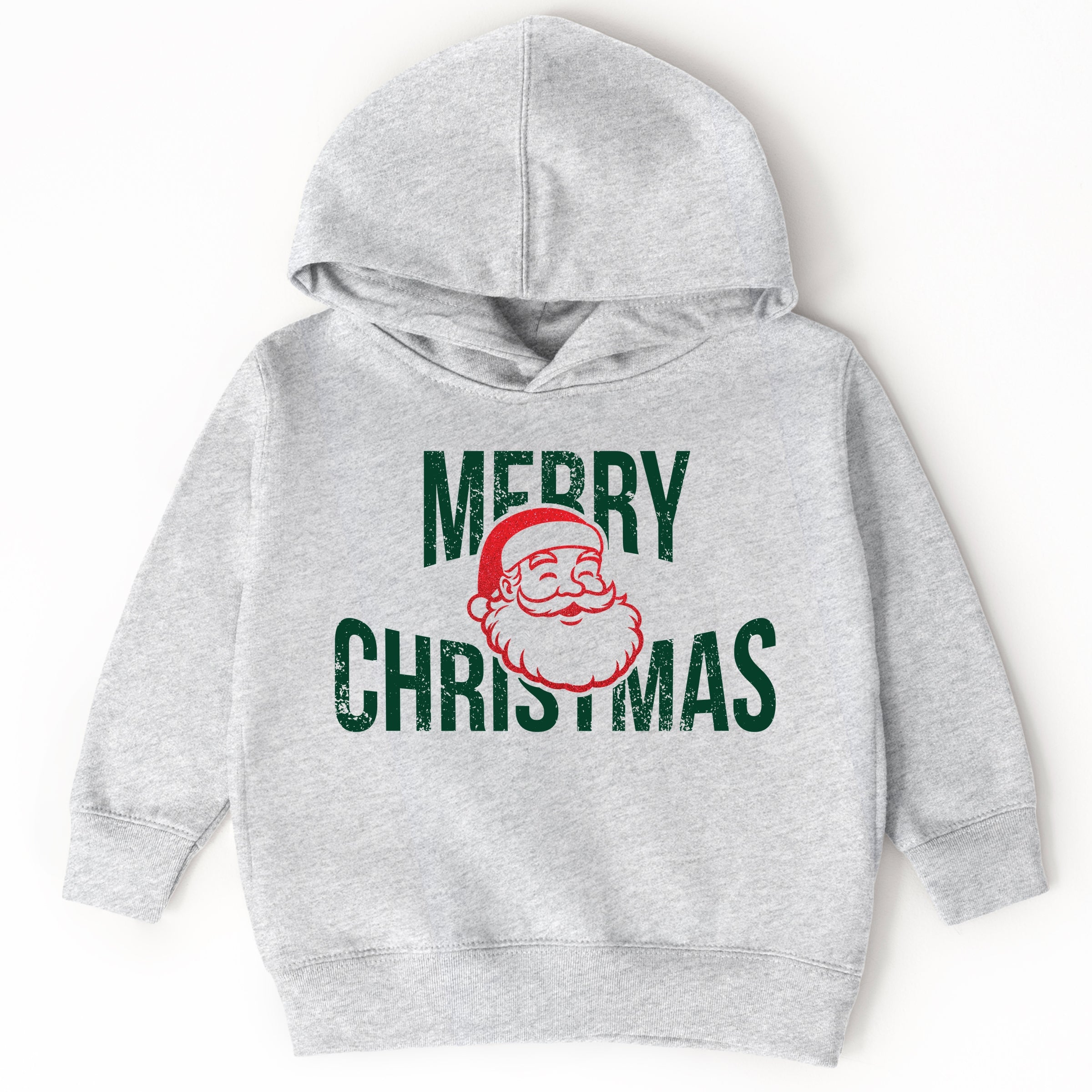 Merry Christmas Arched Glitter Santa - Toddler Hoodie