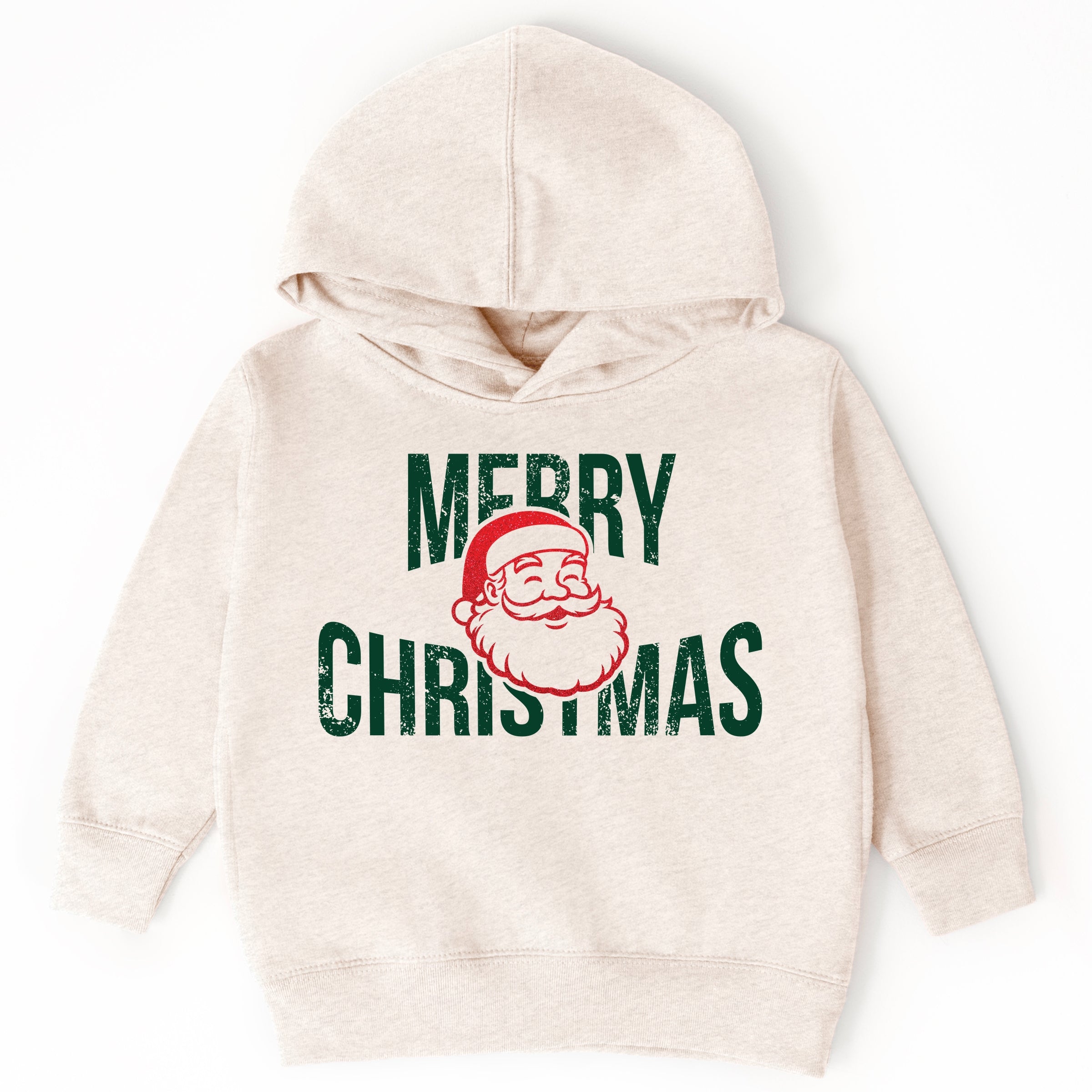 Merry Christmas Arched Glitter Santa - Toddler Hoodie