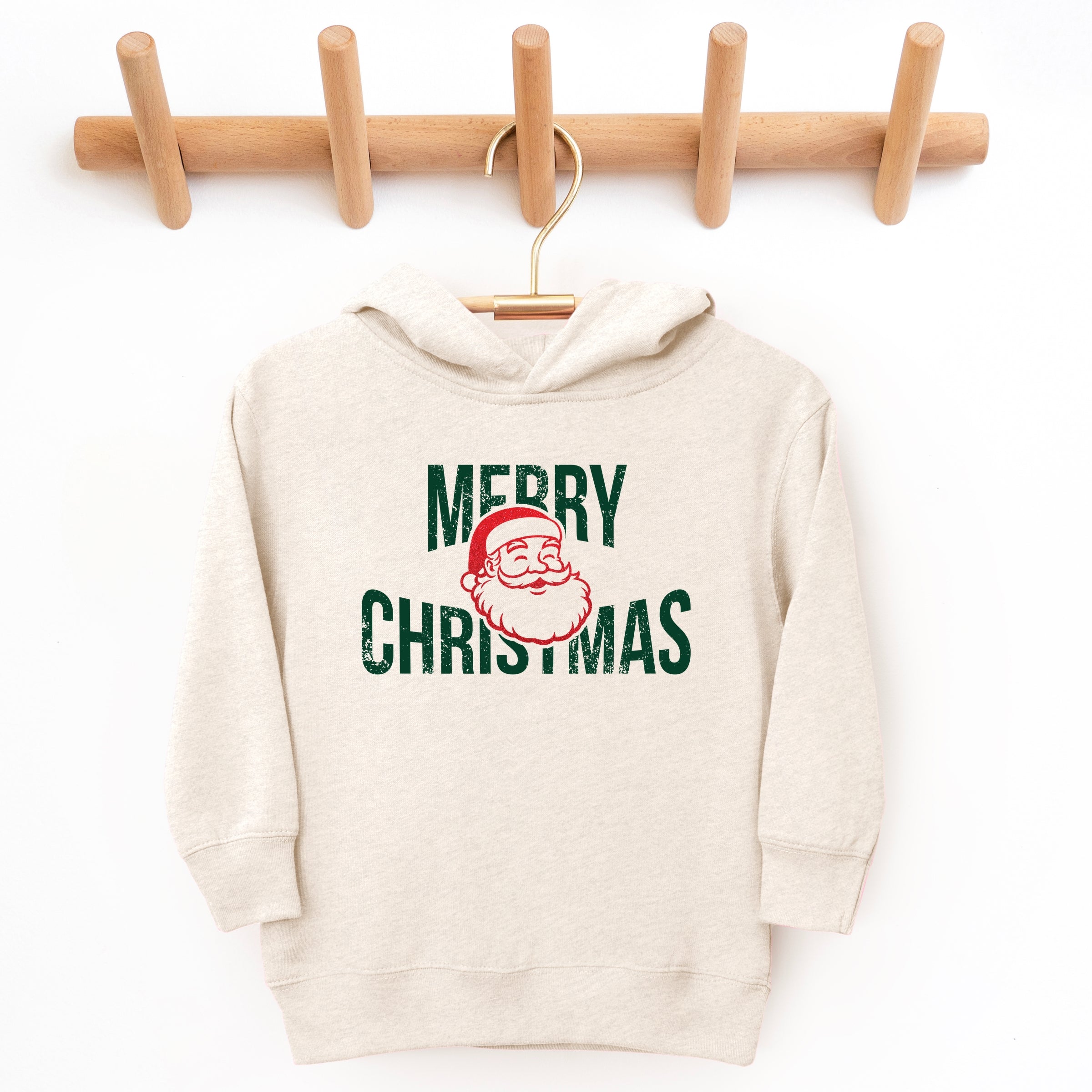 Merry Christmas Arched Glitter Santa - Toddler Hoodie