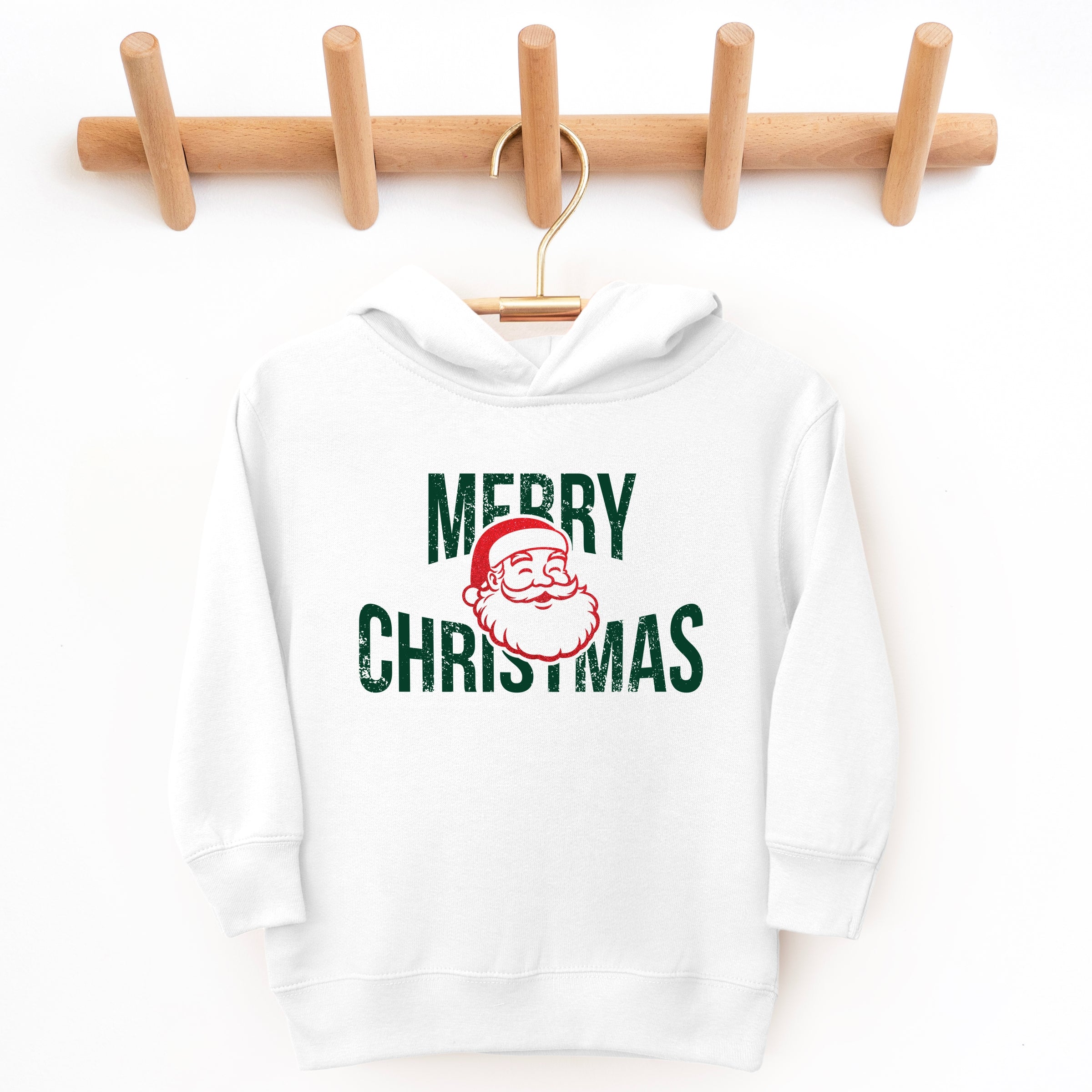 Merry Christmas Arched Glitter Santa - Toddler Hoodie