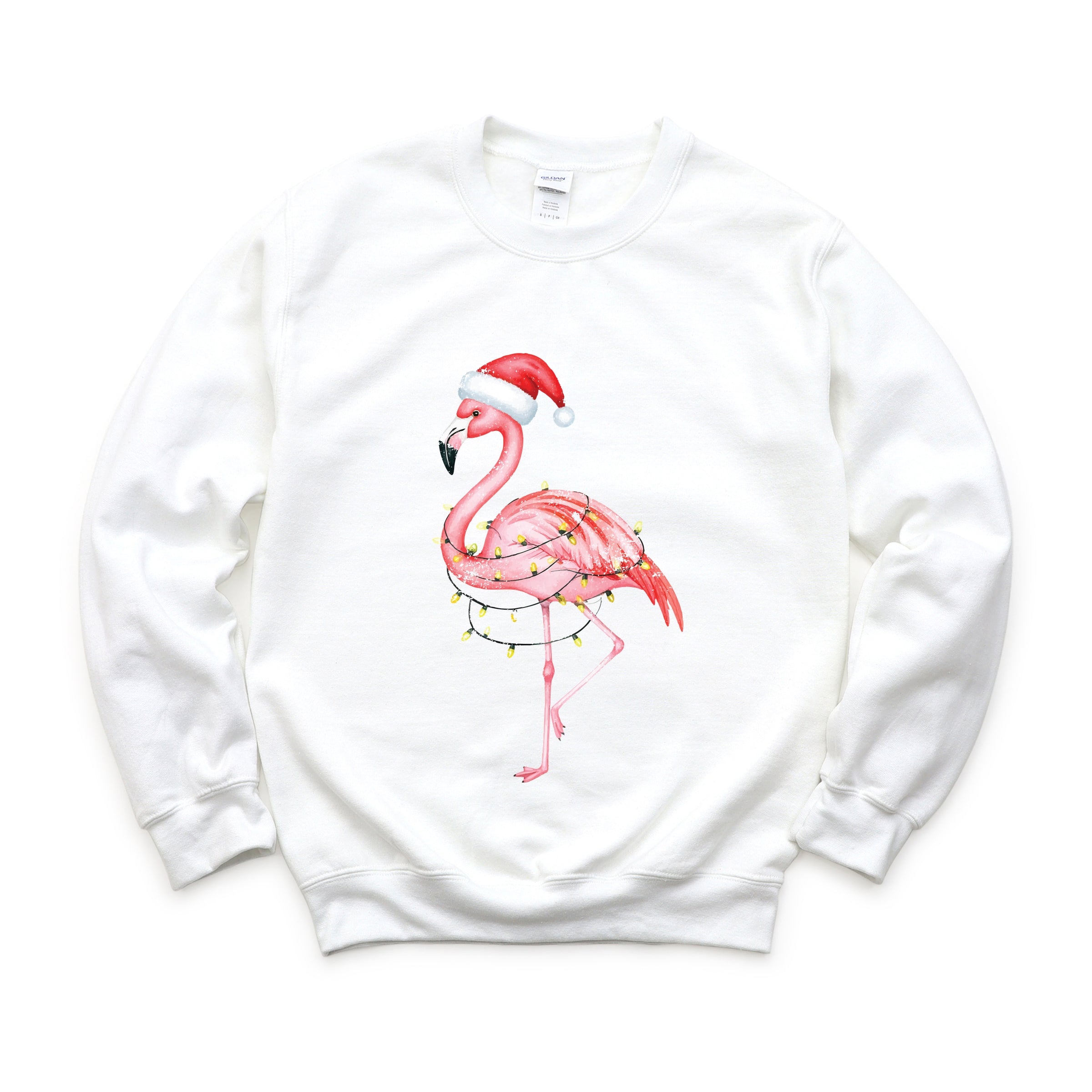 Flamingo Christmas Lights Watercolor - Sweatshirt
