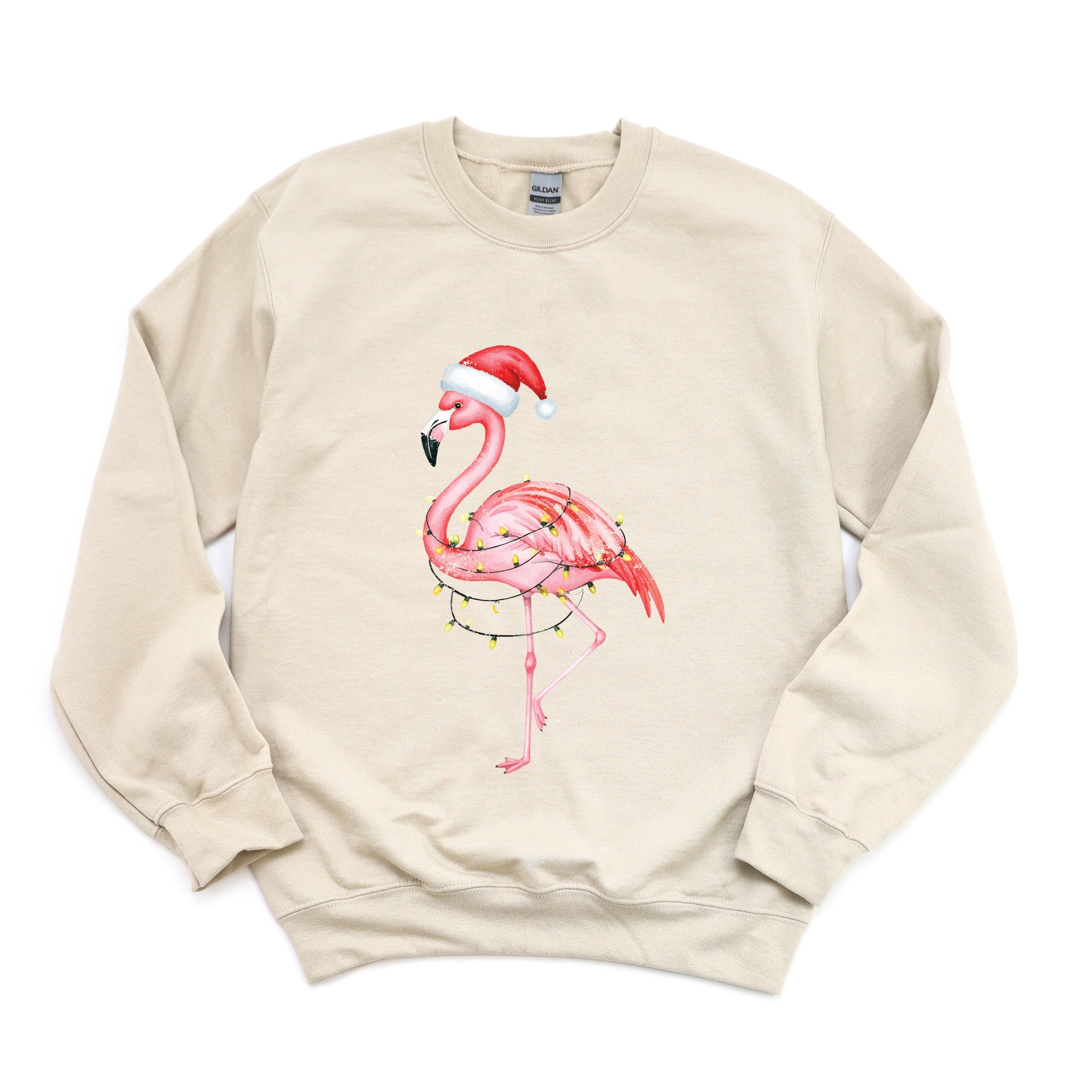 Flamingo Christmas Lights Watercolor - Sweatshirt