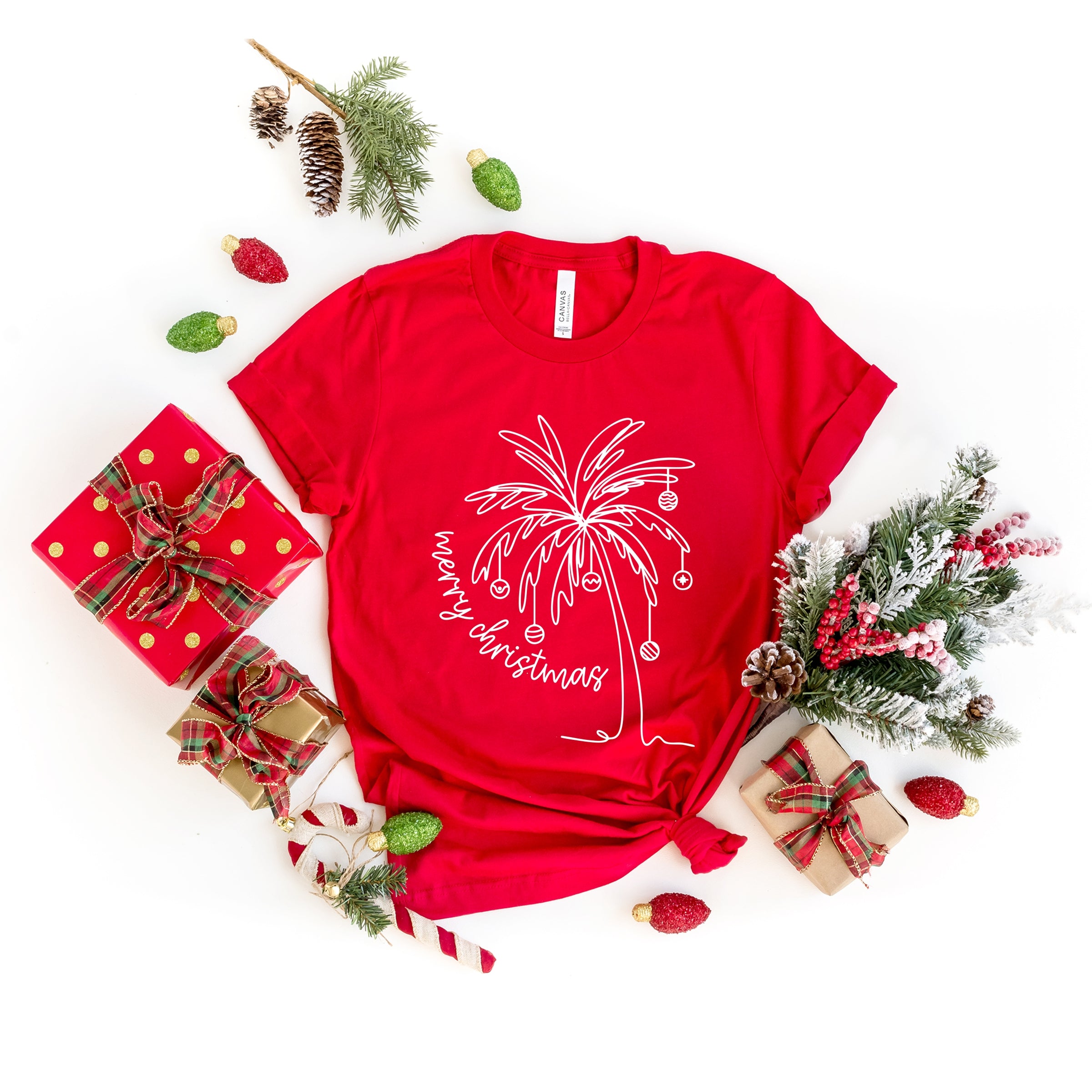 Merry Christmas Palm Tree - Short Sleeve Tee