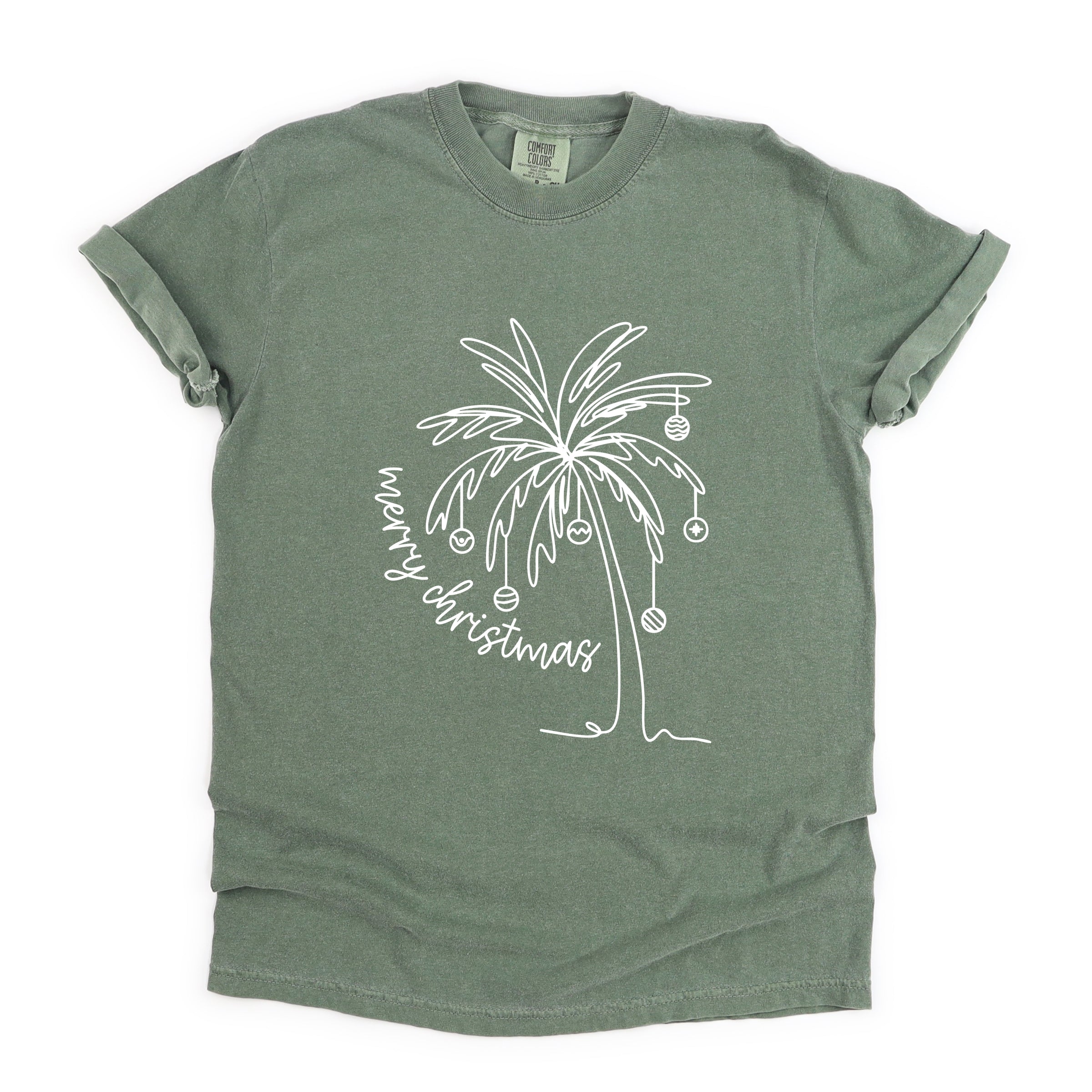 Merry Christmas Palm Tree - Garment Dyed Tee