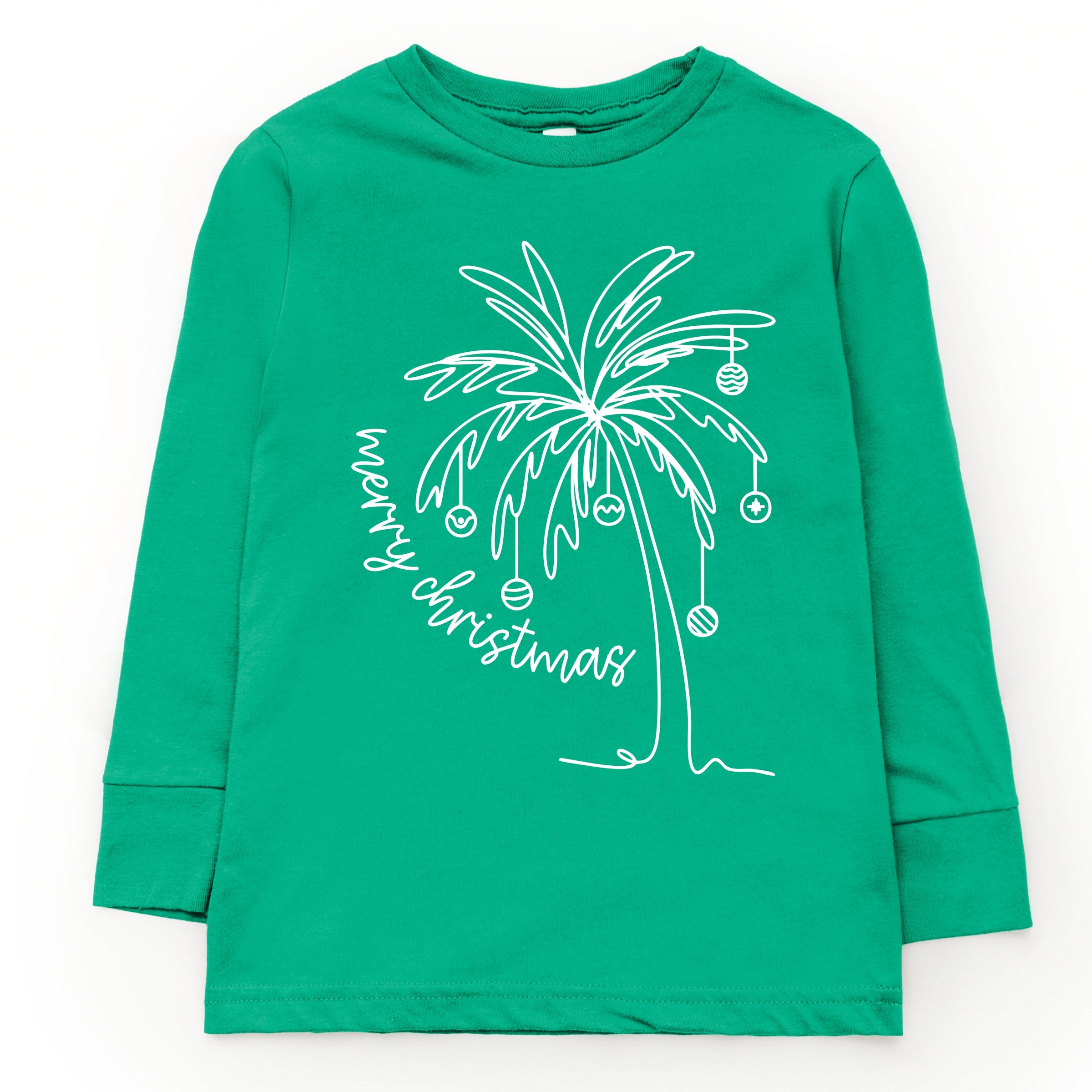 Merry Christmas Palm Tree - Youth Long Sleeve Graphic T-Shirt