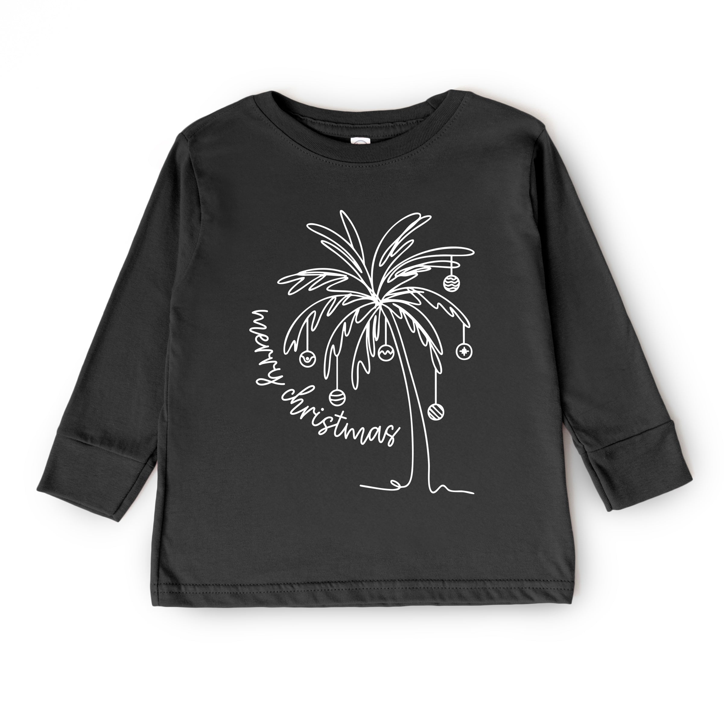 Merry Christmas Palm Tree - Youth Long Sleeve Graphic T-Shirt