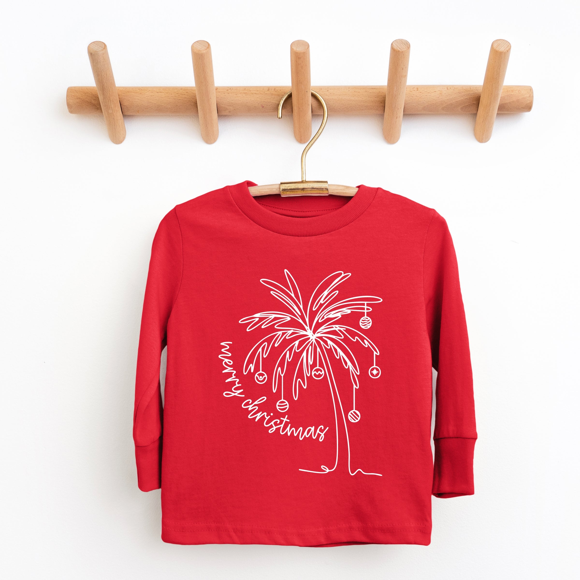 Merry Christmas Palm Tree - Youth Long Sleeve Graphic T-Shirt