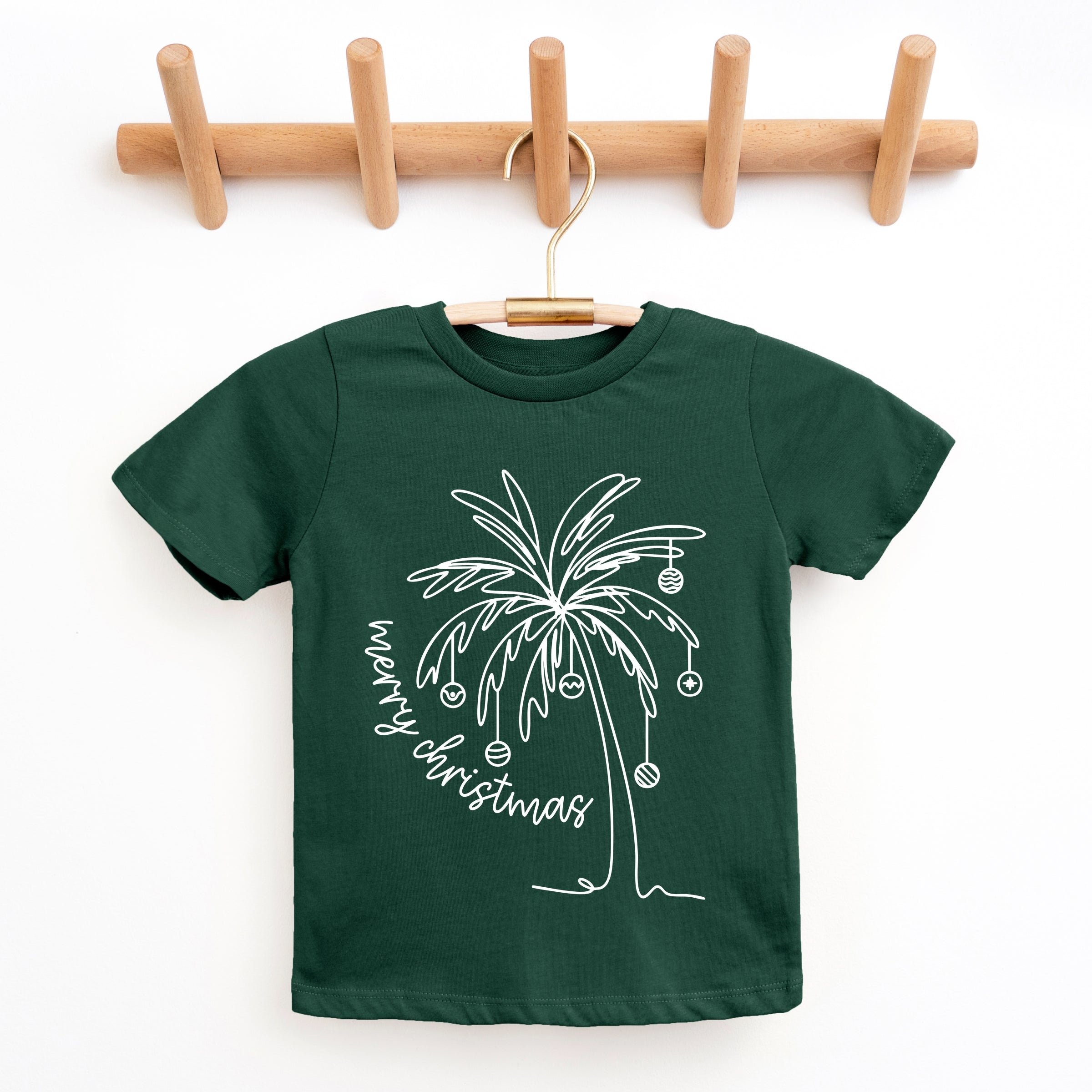 Merry Christmas Palm Tree - Youth Short Sleeve Graphic T-Shirt