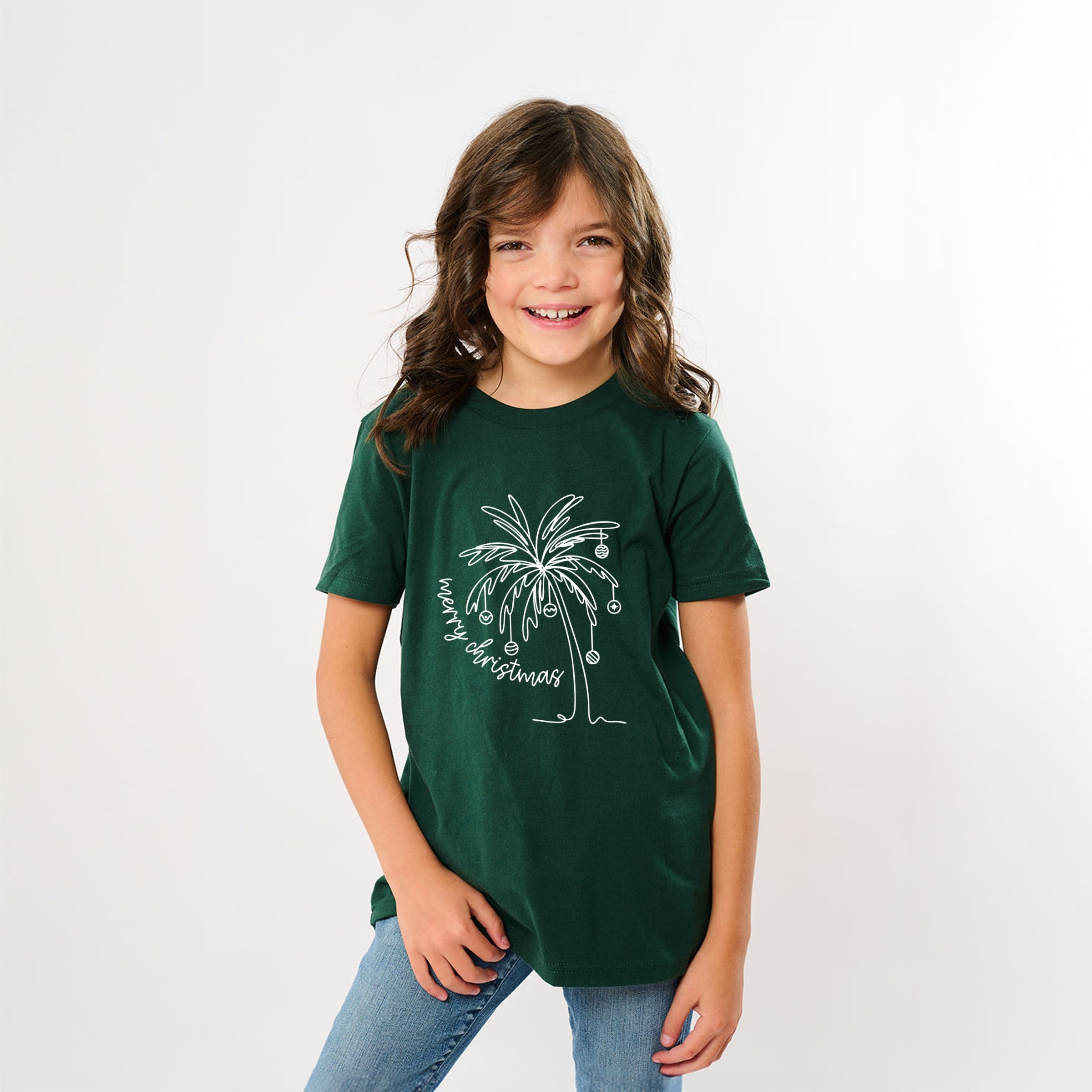 Merry Christmas Palm Tree - Youth Short Sleeve Graphic T-Shirt