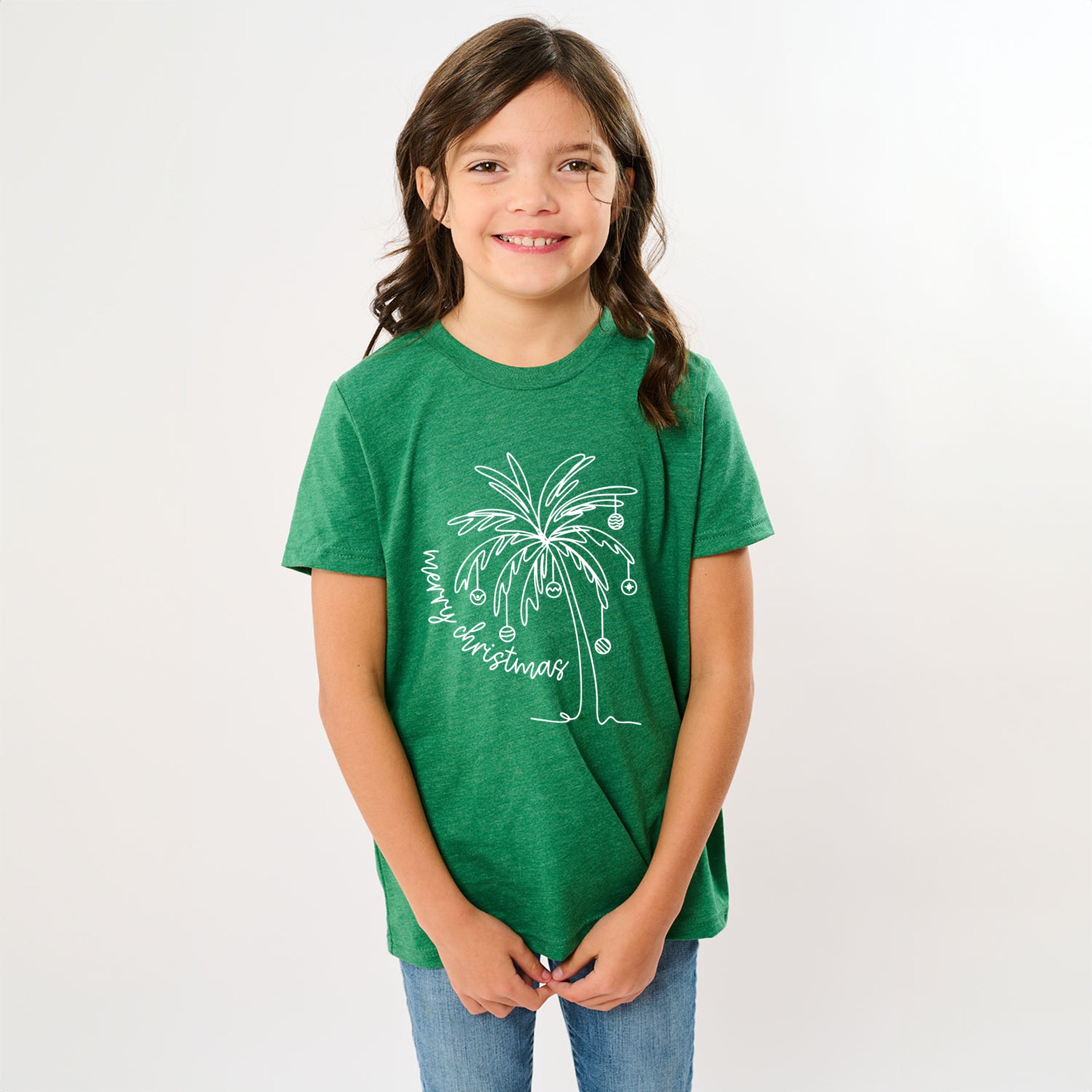 Merry Christmas Palm Tree - Youth Short Sleeve Graphic T-Shirt
