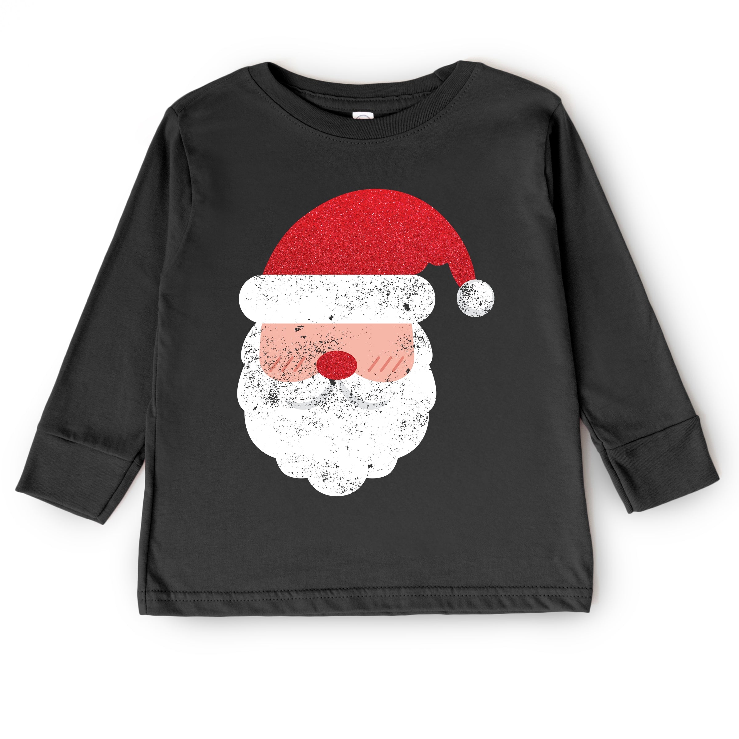 Santa Face Glitter - Toddler Long Sleeve Graphic Tee
