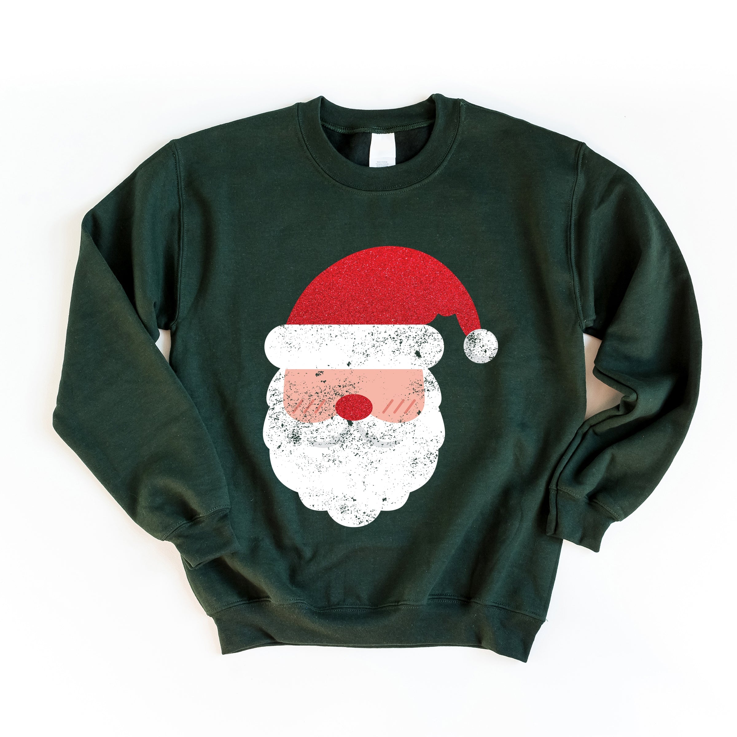 Santa Face Glitter -  Womens Sweatshirt
