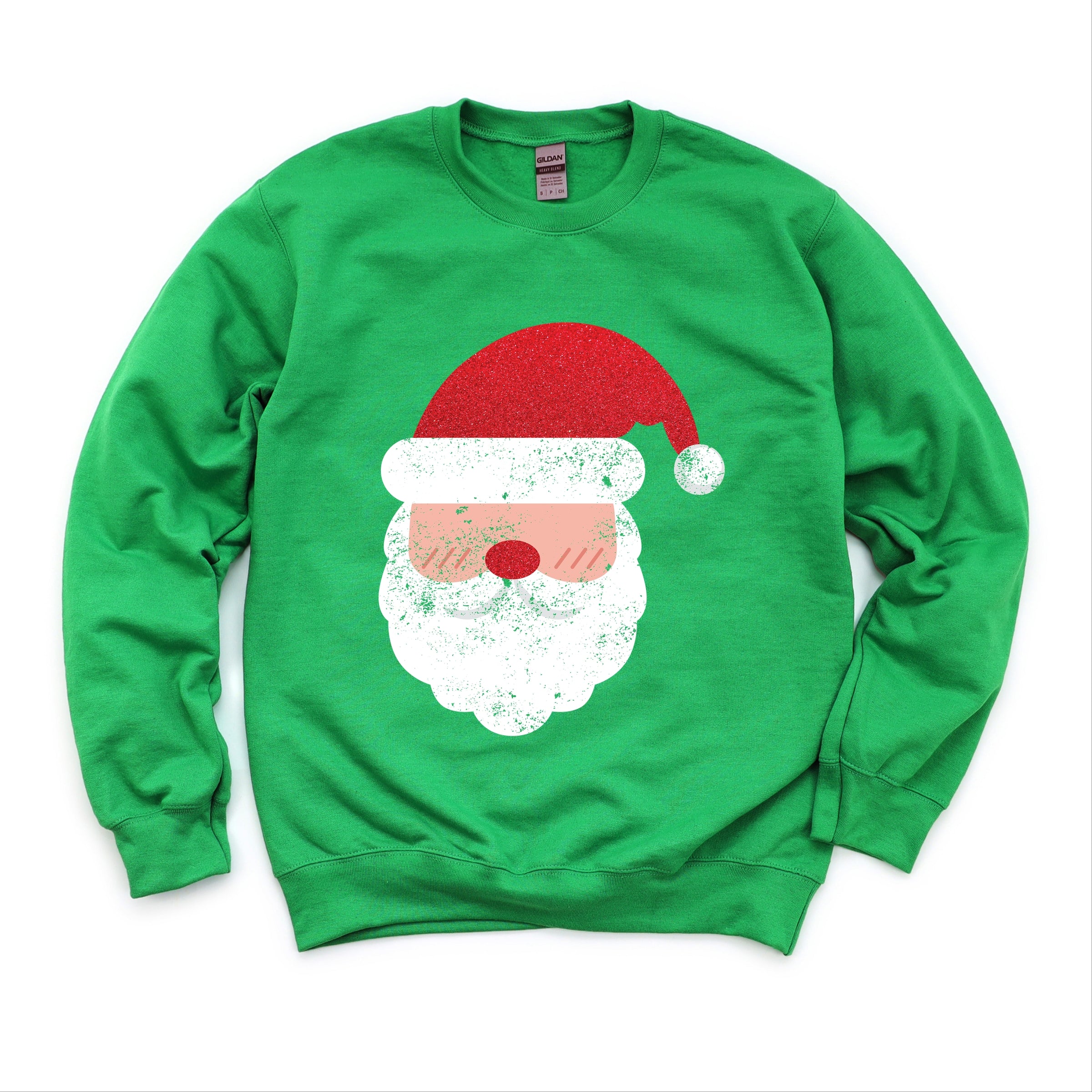 Santa Face Glitter -  Womens Sweatshirt