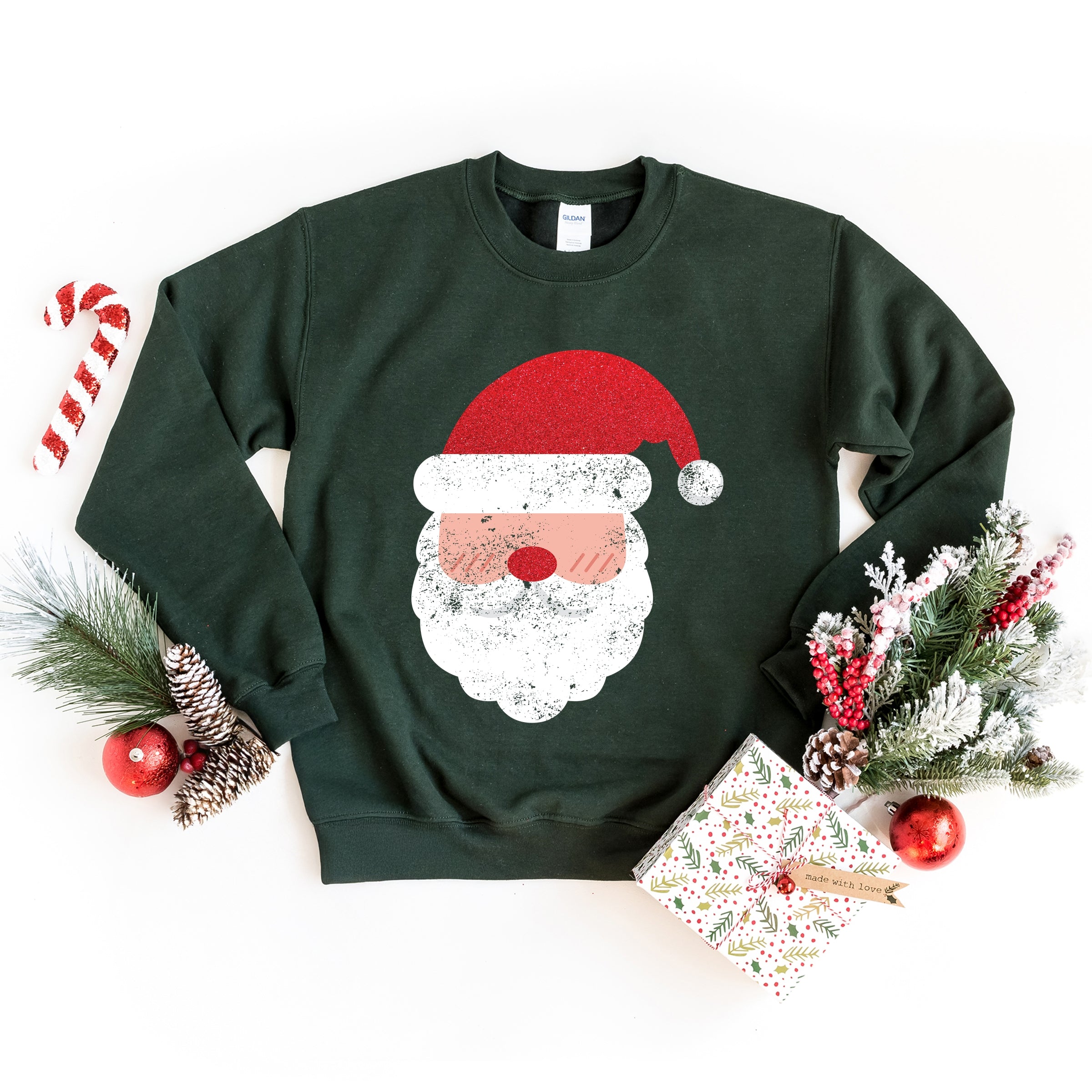 Santa Face Glitter -  Womens Sweatshirt