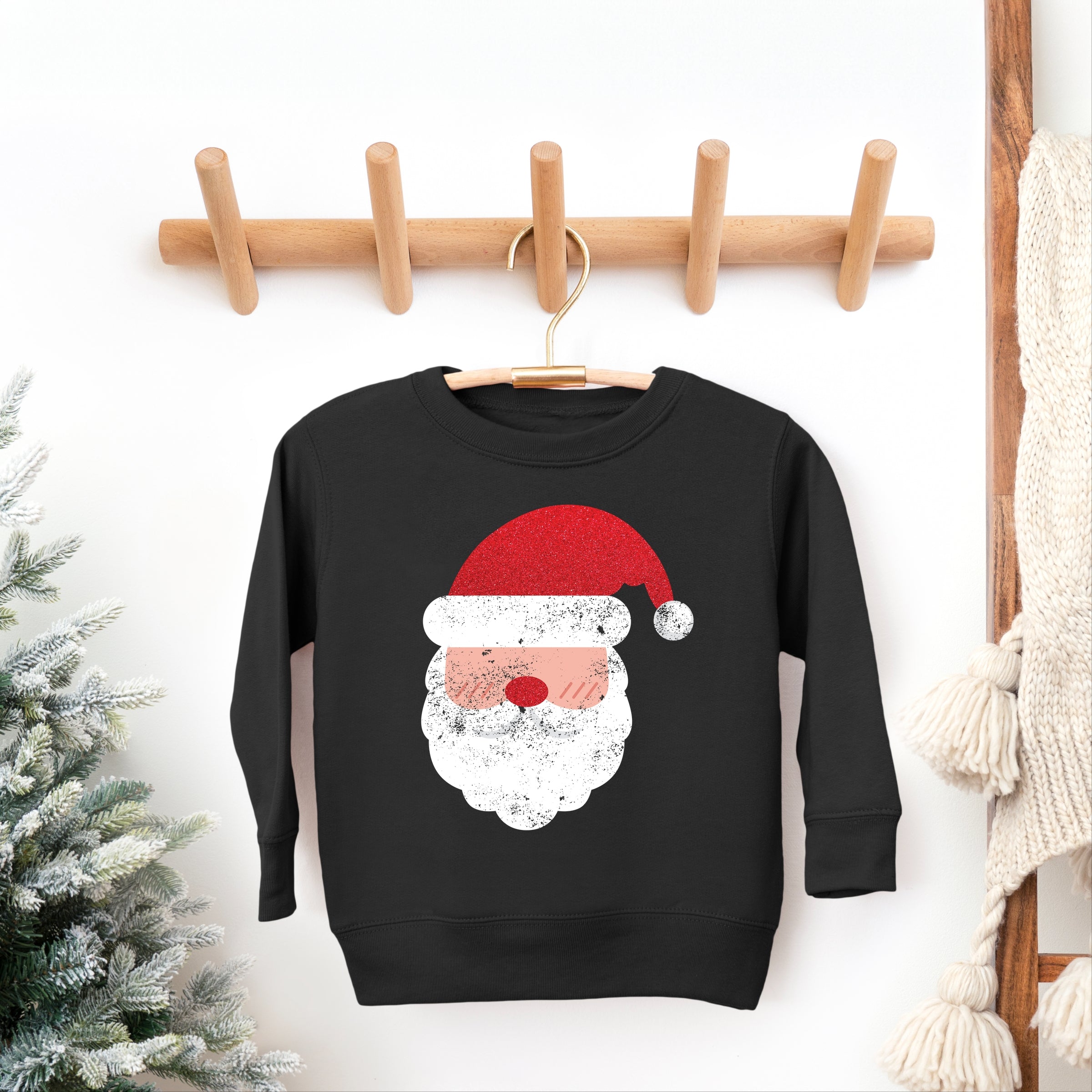 Santa Face Glitter - Toddler Graphic Sweatshirt