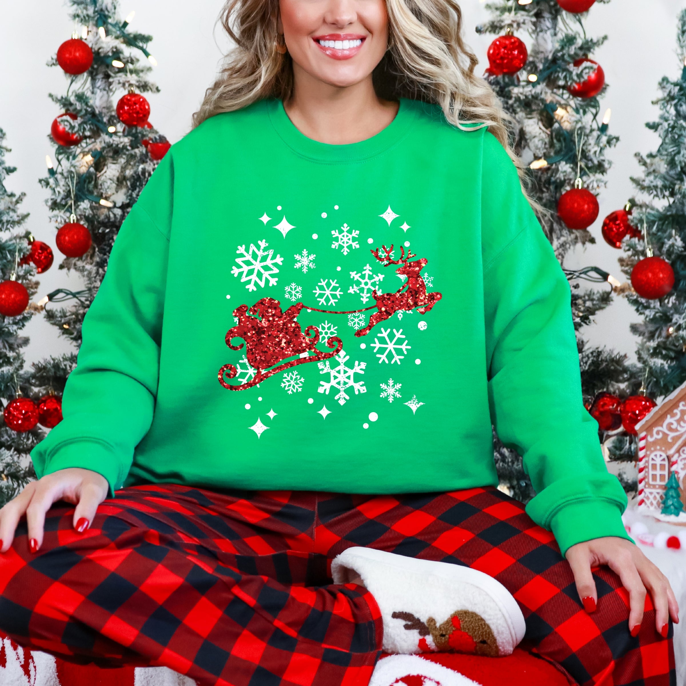 Santa Sleigh Glitter - Women's Sweatshirt