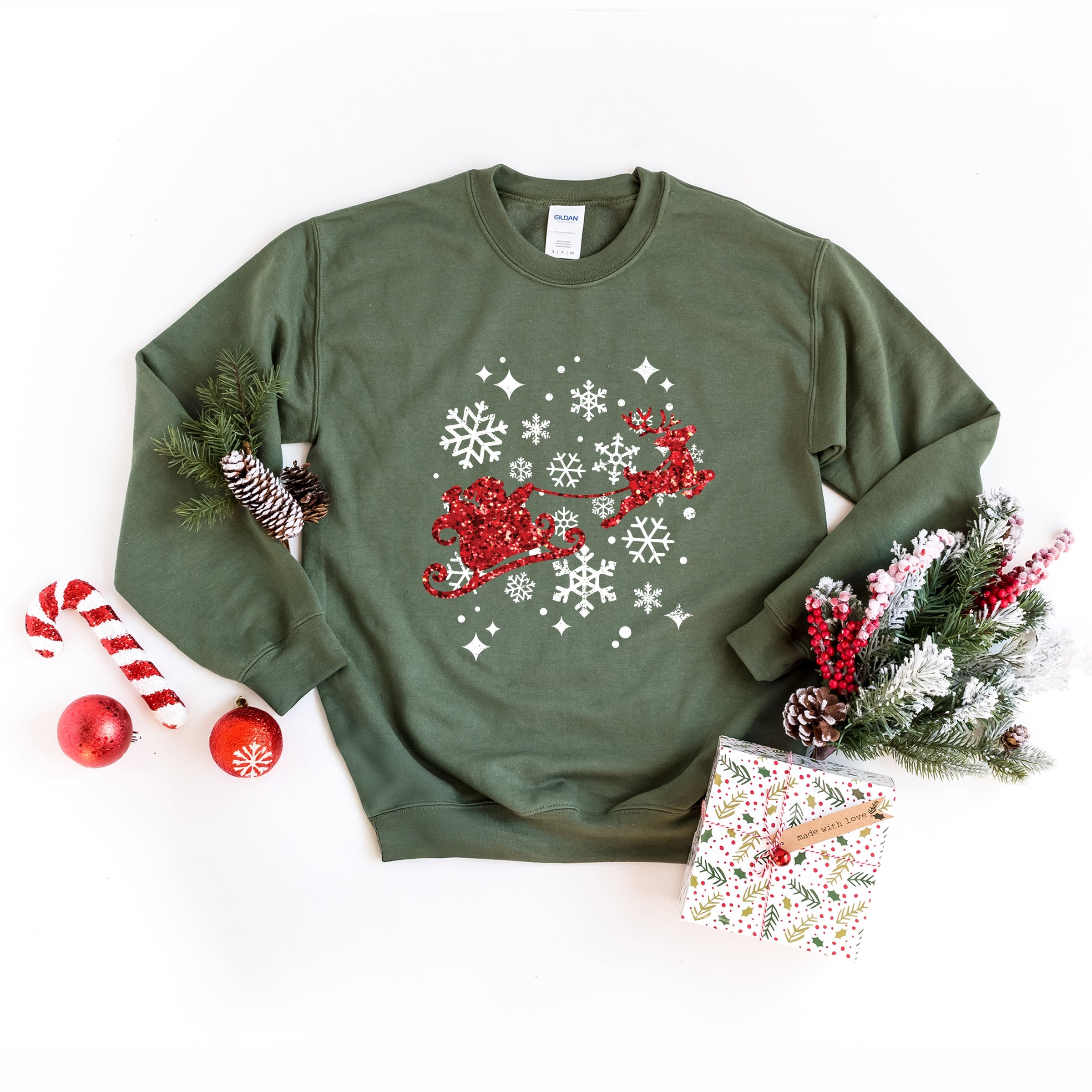 Santa Sleigh Glitter - Women's Sweatshirt