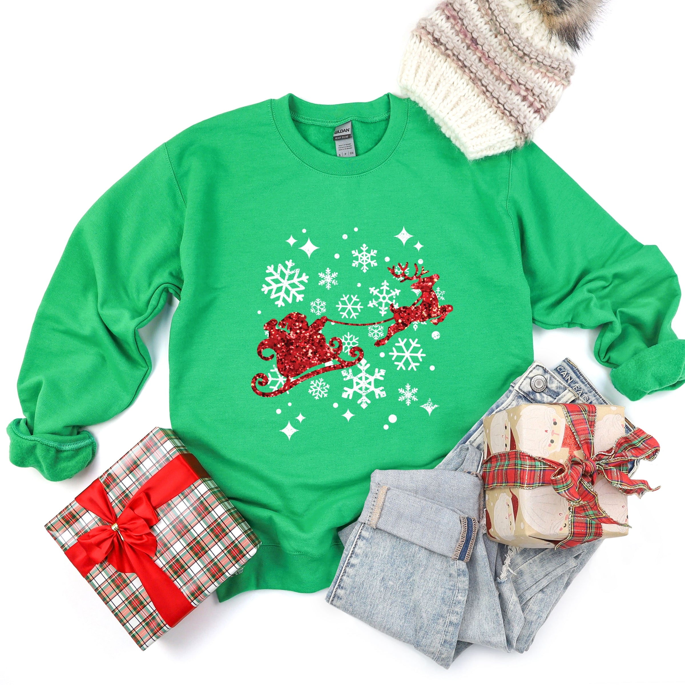 Santa Sleigh Glitter - Women's Sweatshirt