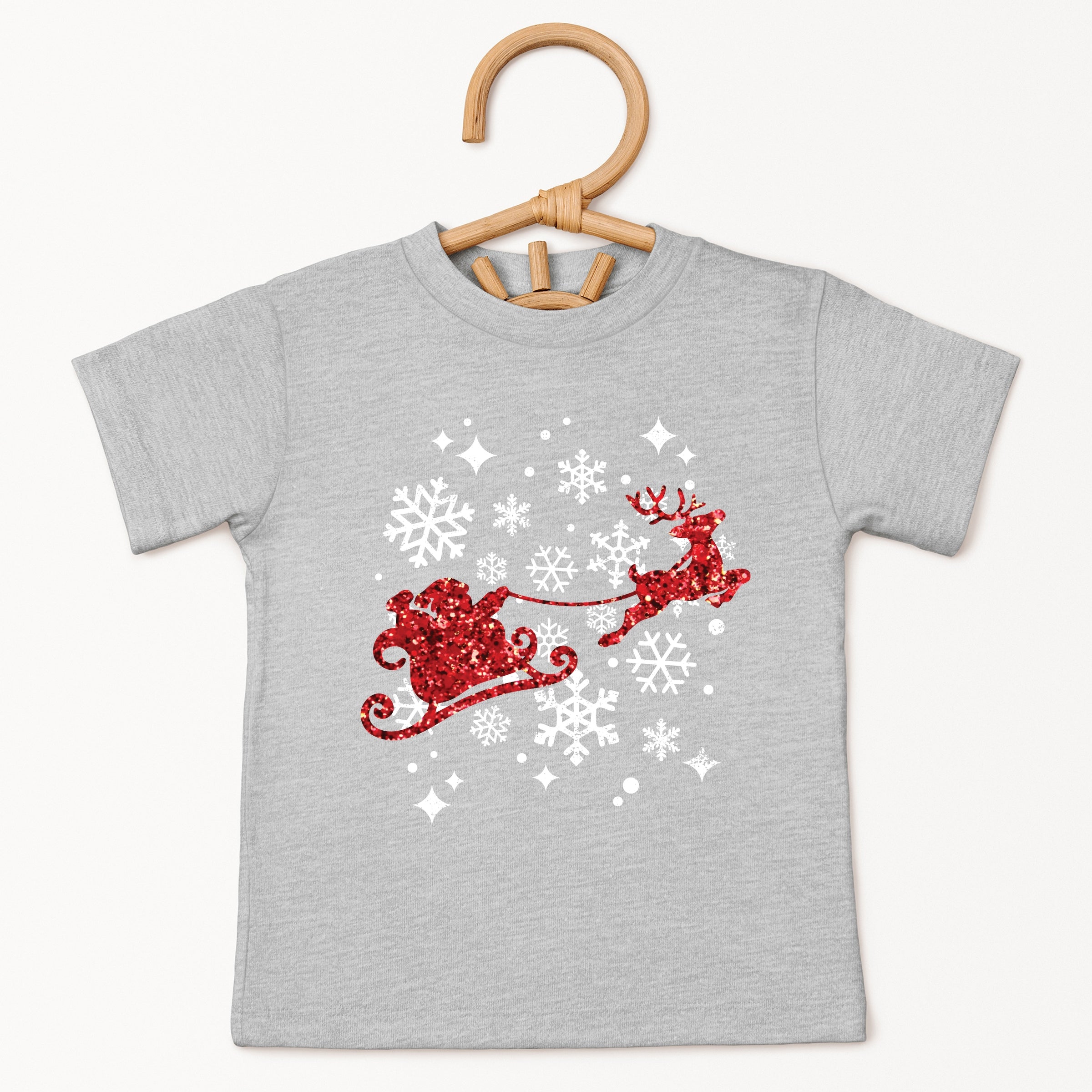 Santa Sleigh Glitter - Toddler Short Sleeve Tee and Kids Youth Short Sleeve Tee