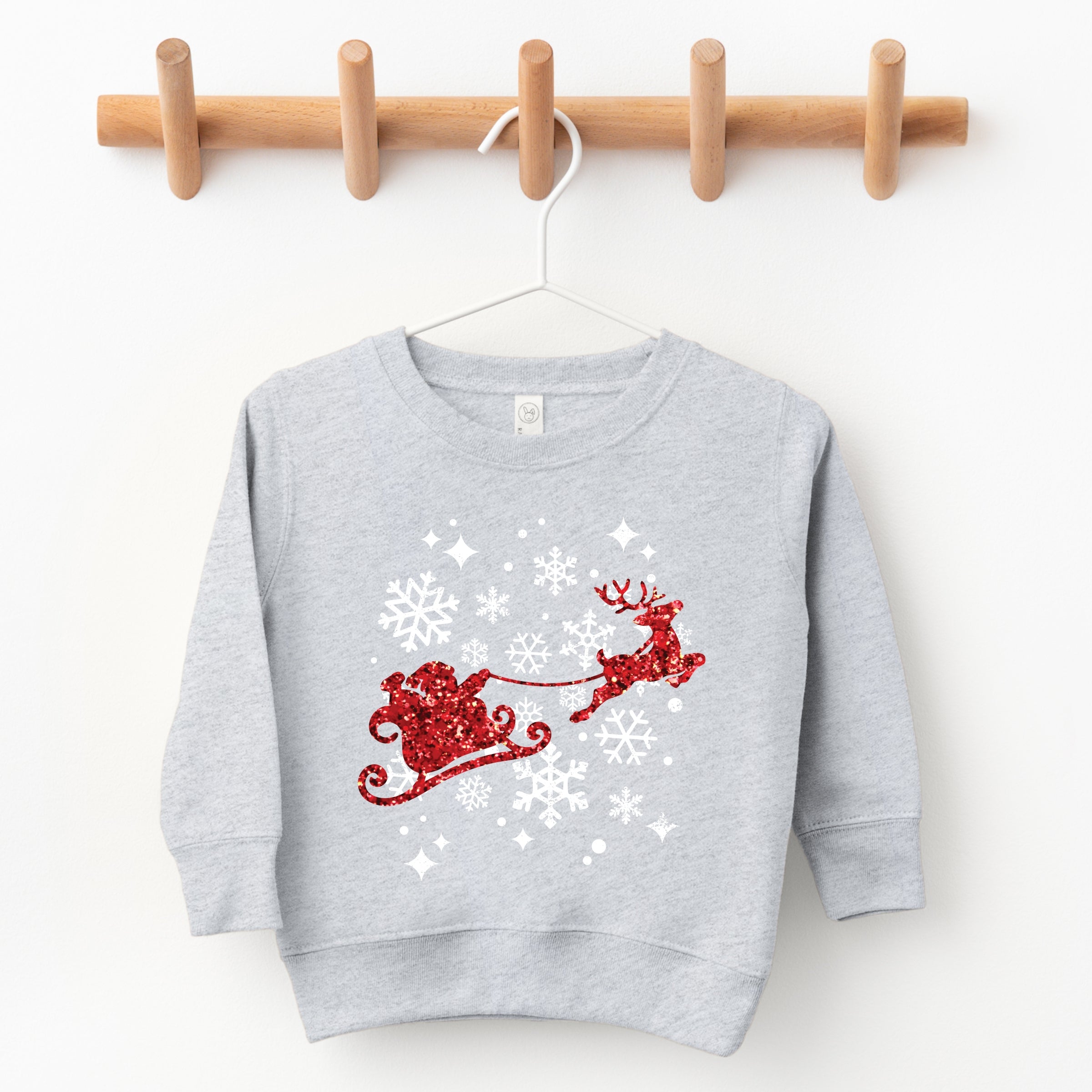Santa Sleigh Glitter - Kids Toddler Sweatshirt and Kids Youth Sweatshirt