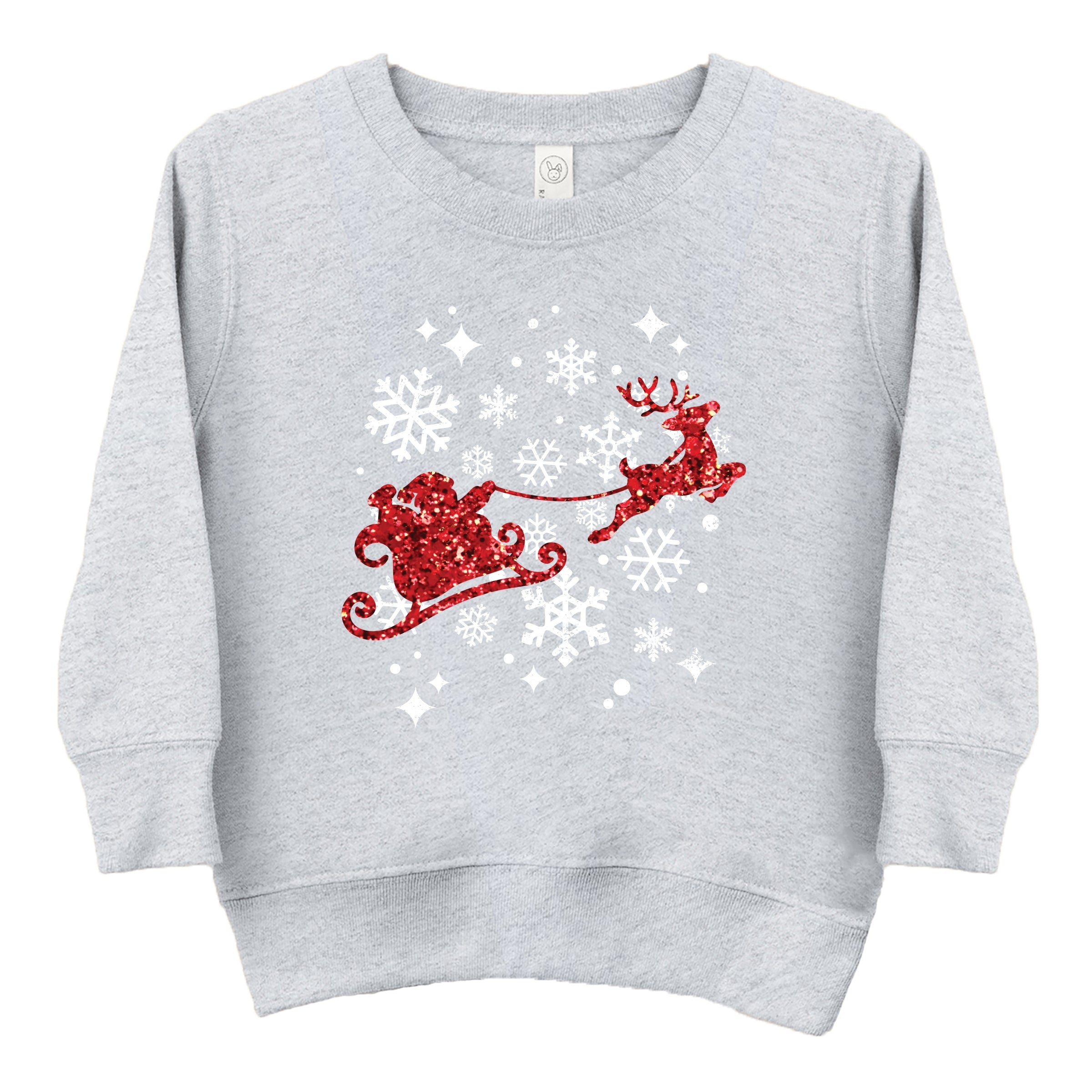 Santa Sleigh Glitter - Kids Toddler Sweatshirt and Kids Youth Sweatshirt