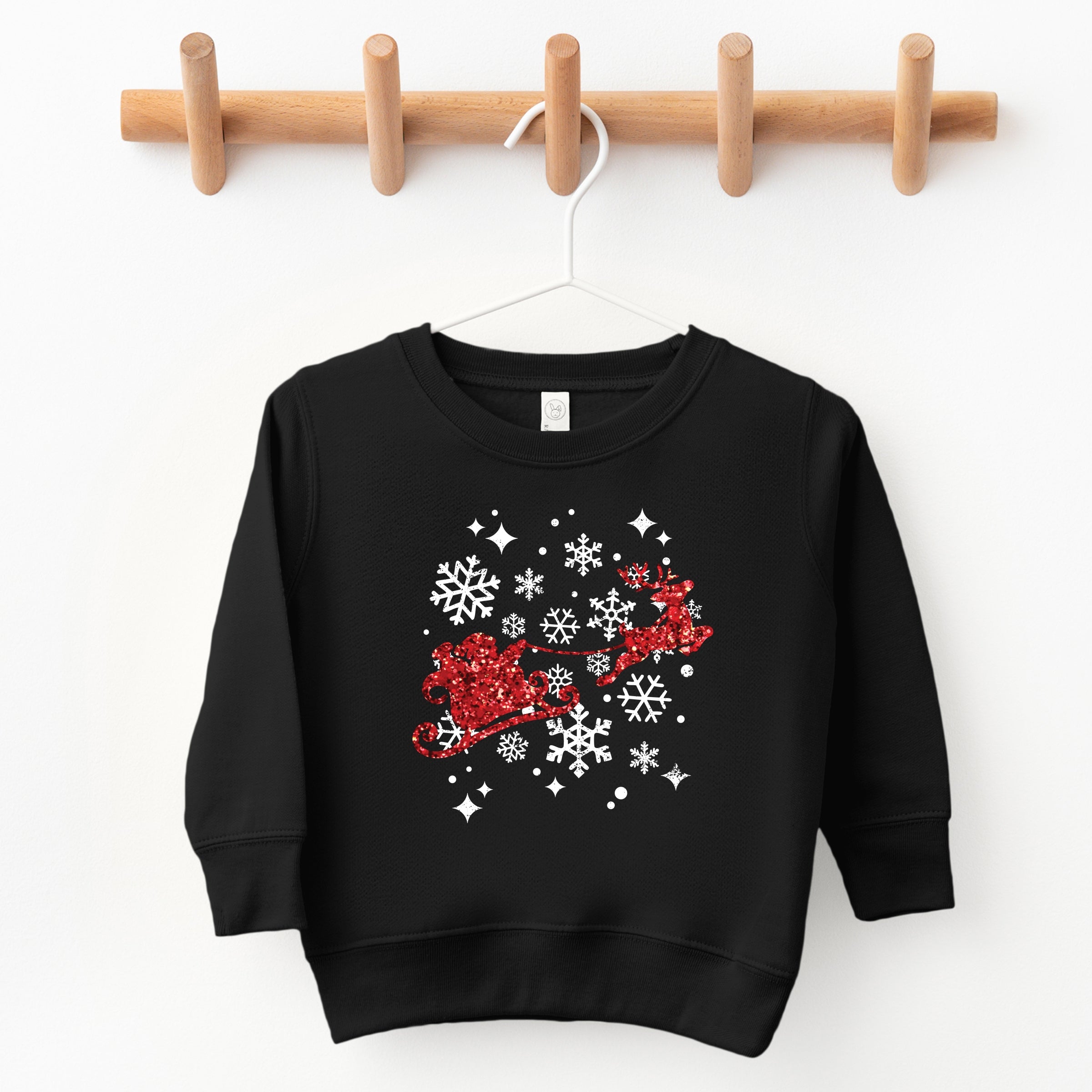 Santa Sleigh Glitter - Kids Toddler Sweatshirt and Kids Youth Sweatshirt