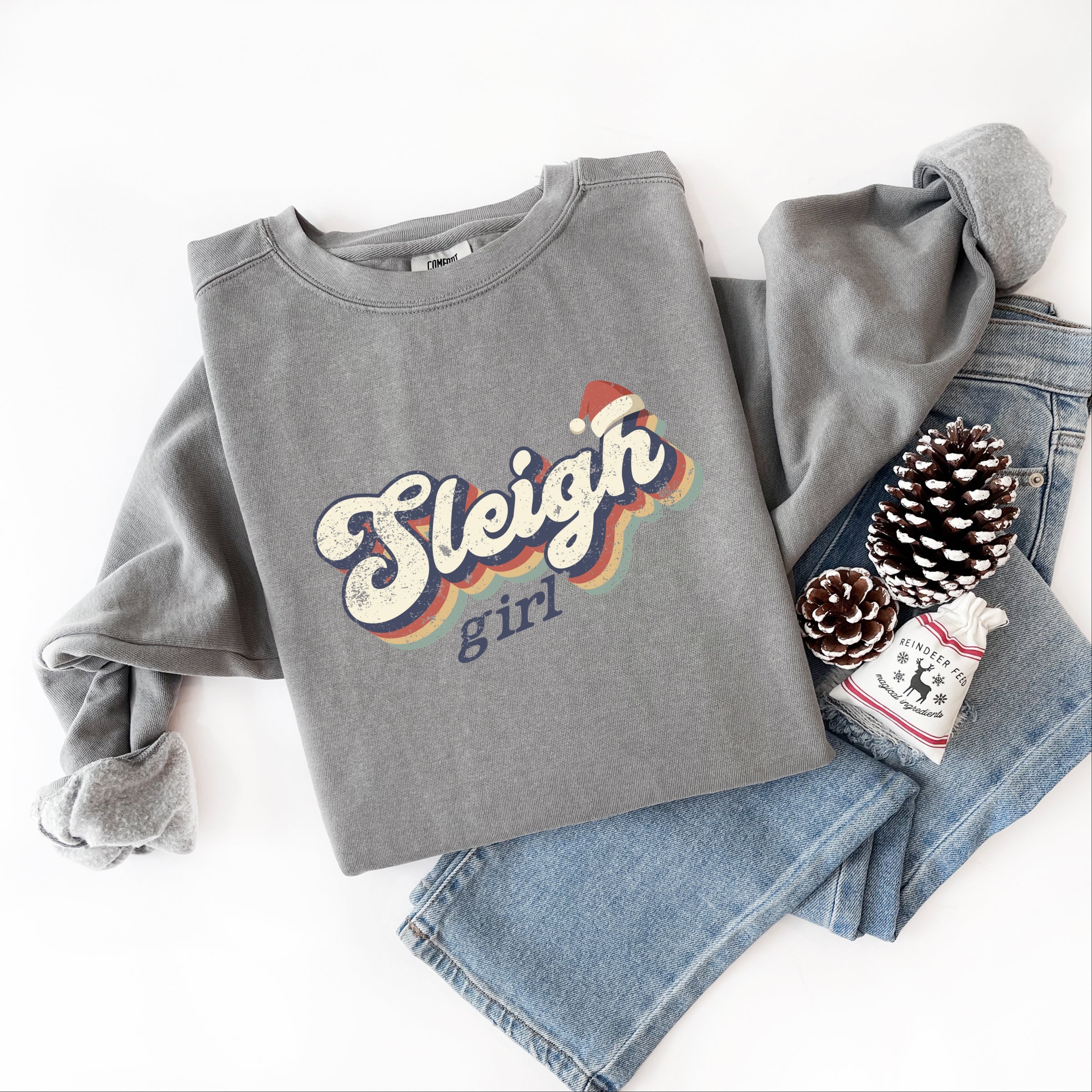 Sleigh Girl Retro Distressed - Garment Dyed Sweatshirt