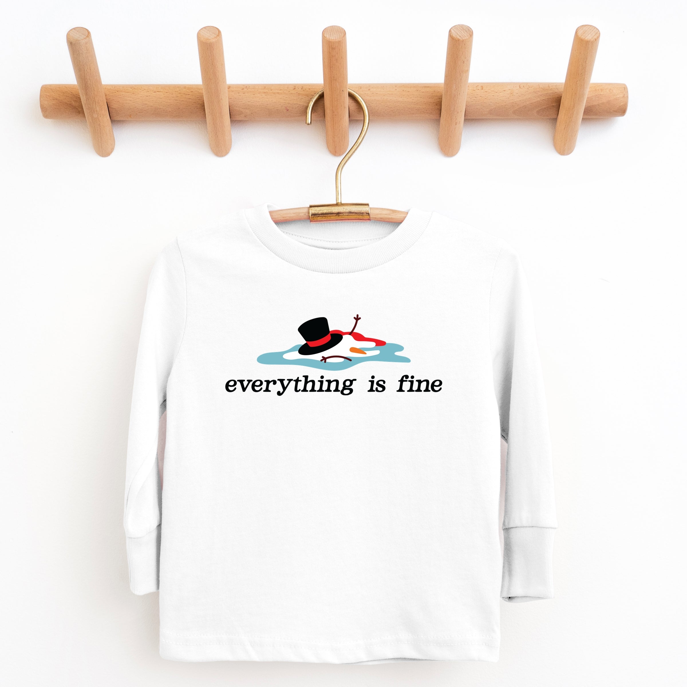 Everything Is Fine Melted Snowman - Youth Long Sleeve Graphic T-Shirt
