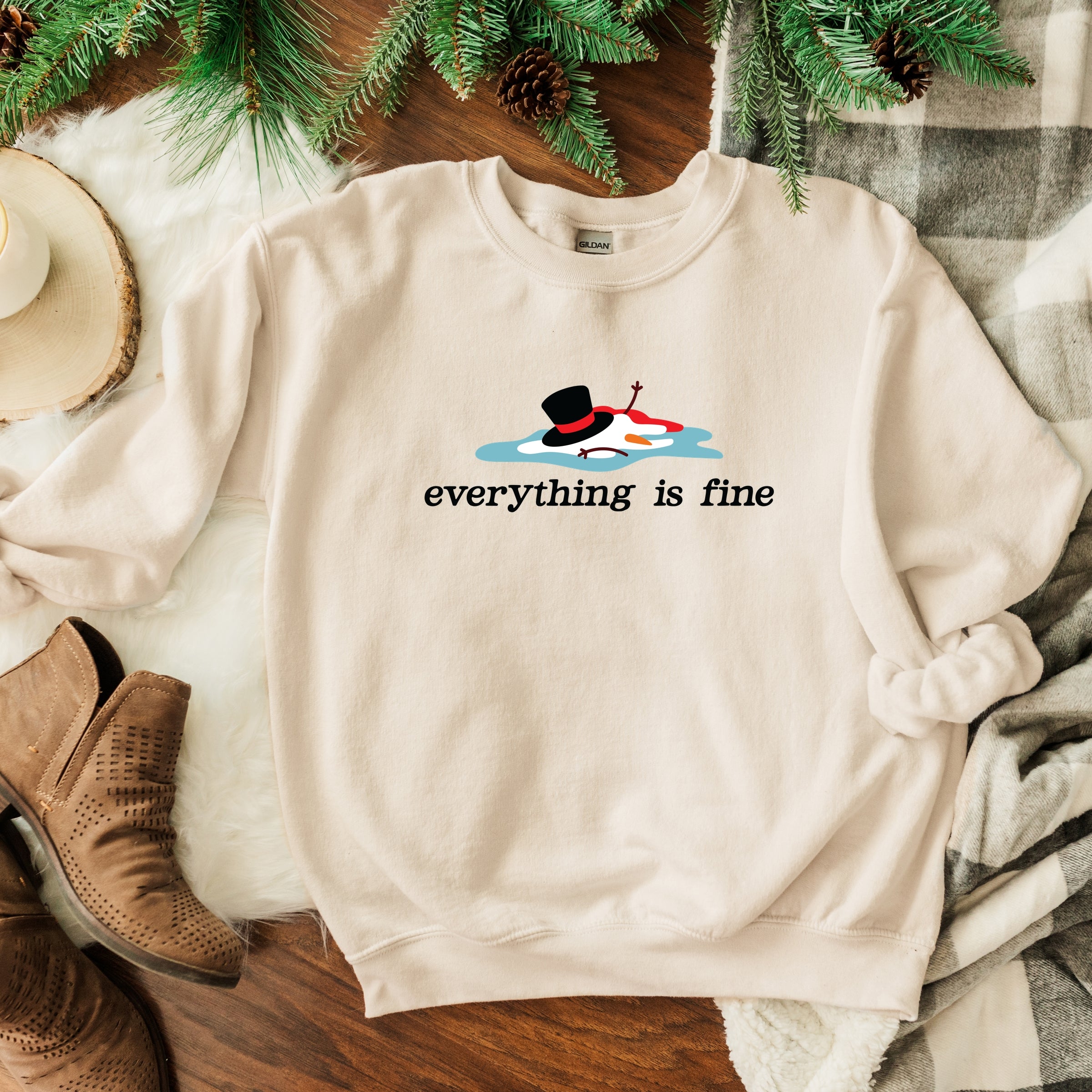 Everything Is Fine Melted Snowman - Sweatshirt