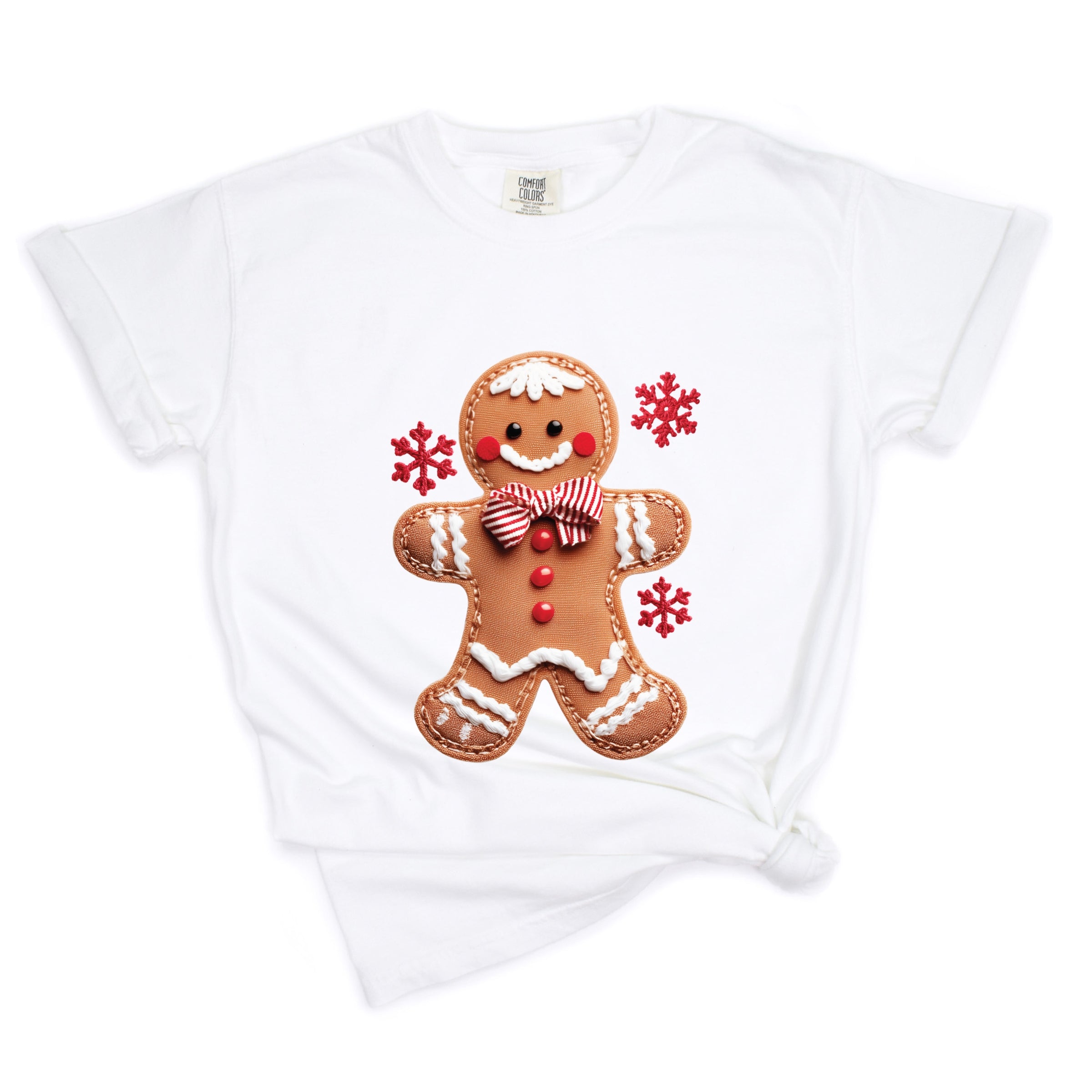 Gingerbread Patchwork Print - Womens Garment Dyed Tee