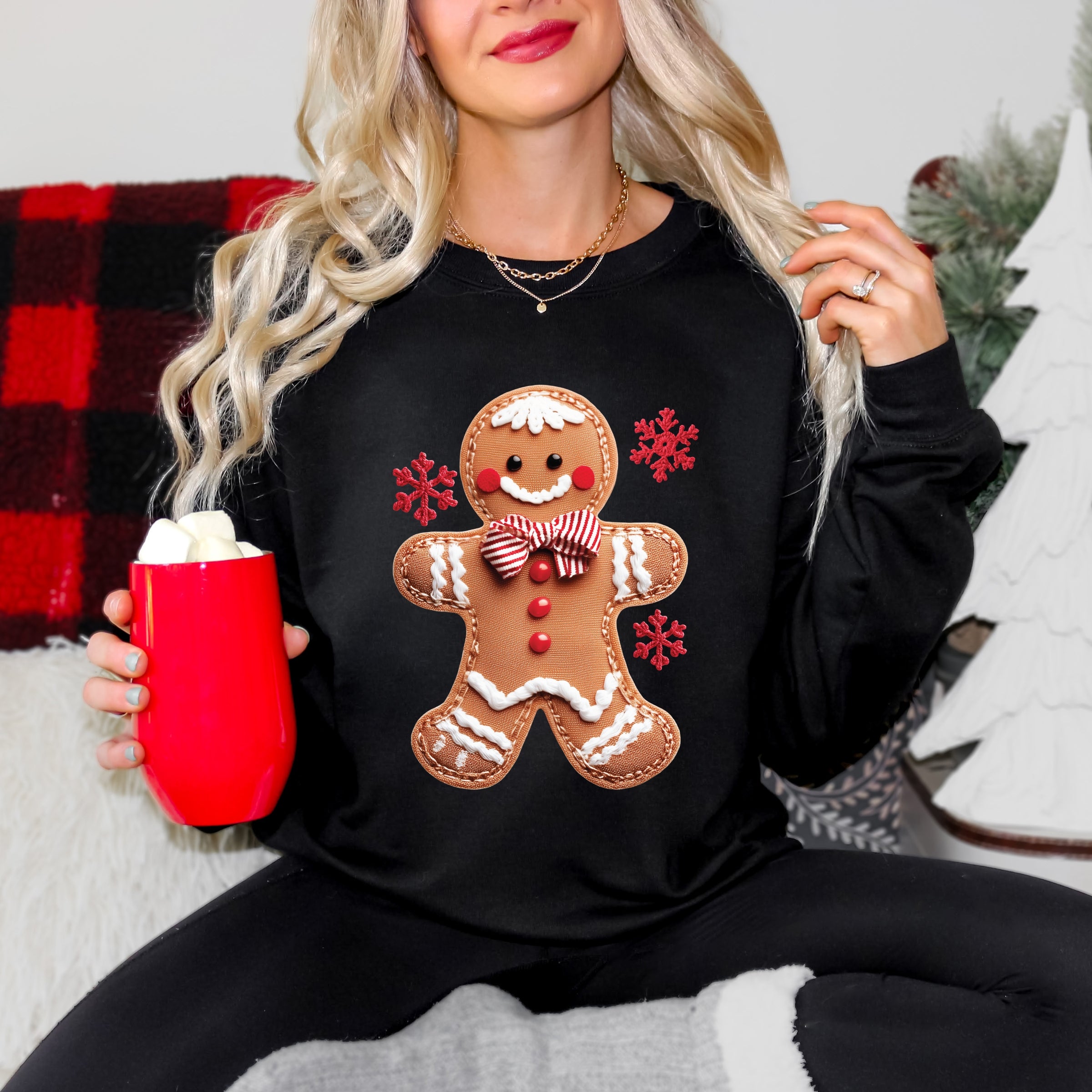 Gingerbread Patchwork Print -  Womens Sweatshirt