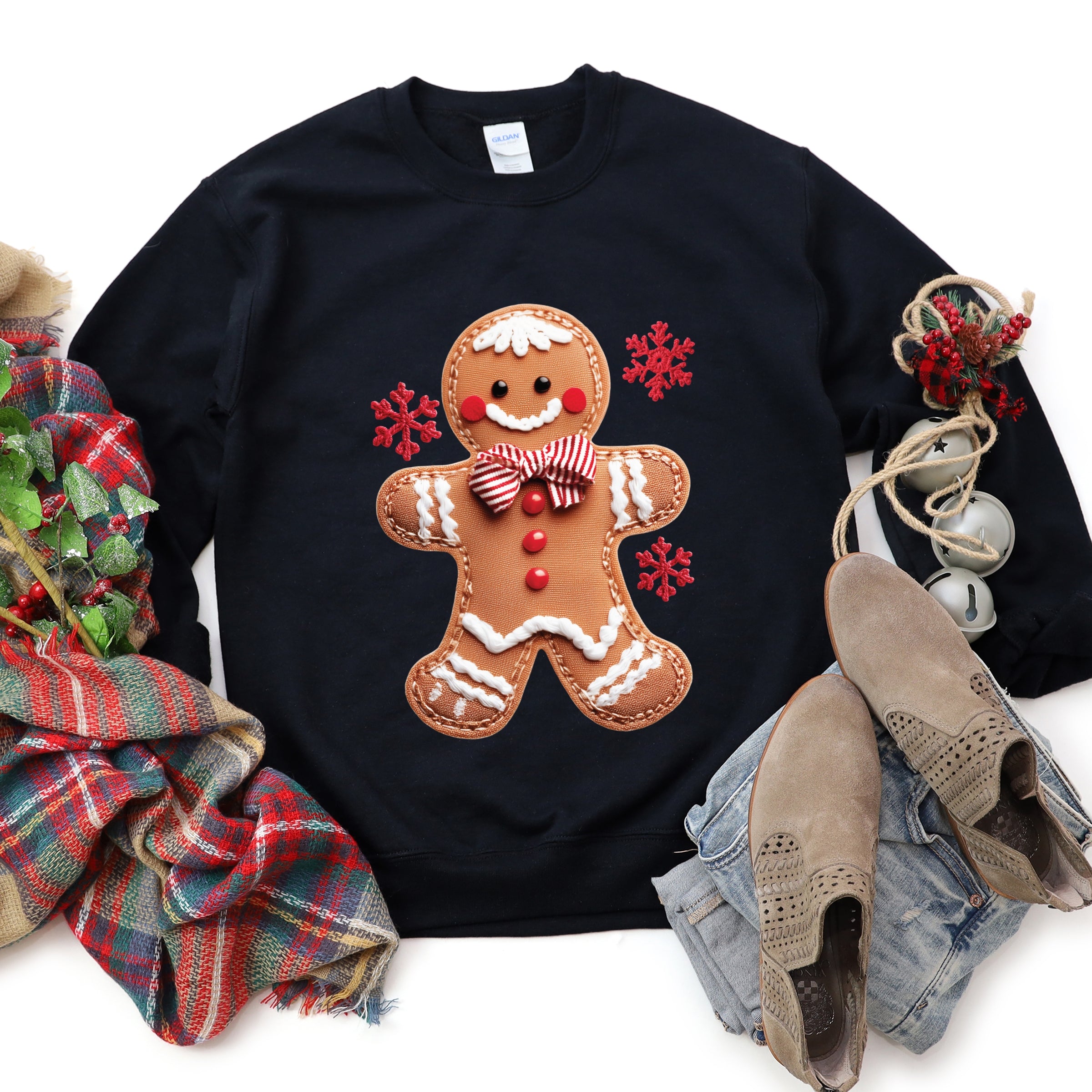 Gingerbread Patchwork Print -  Womens Sweatshirt