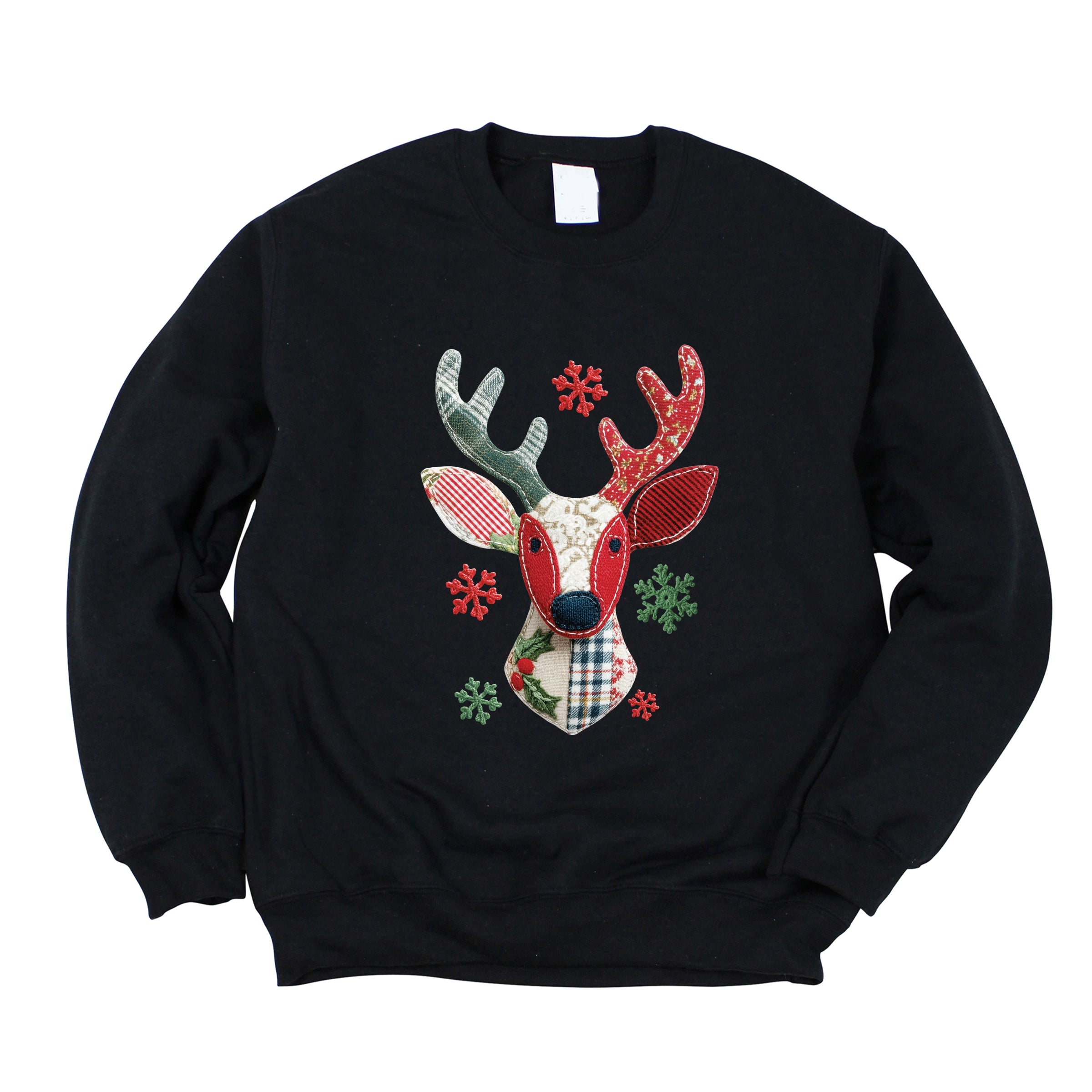 Reindeer Patchwork Print -  Womens Sweatshirt