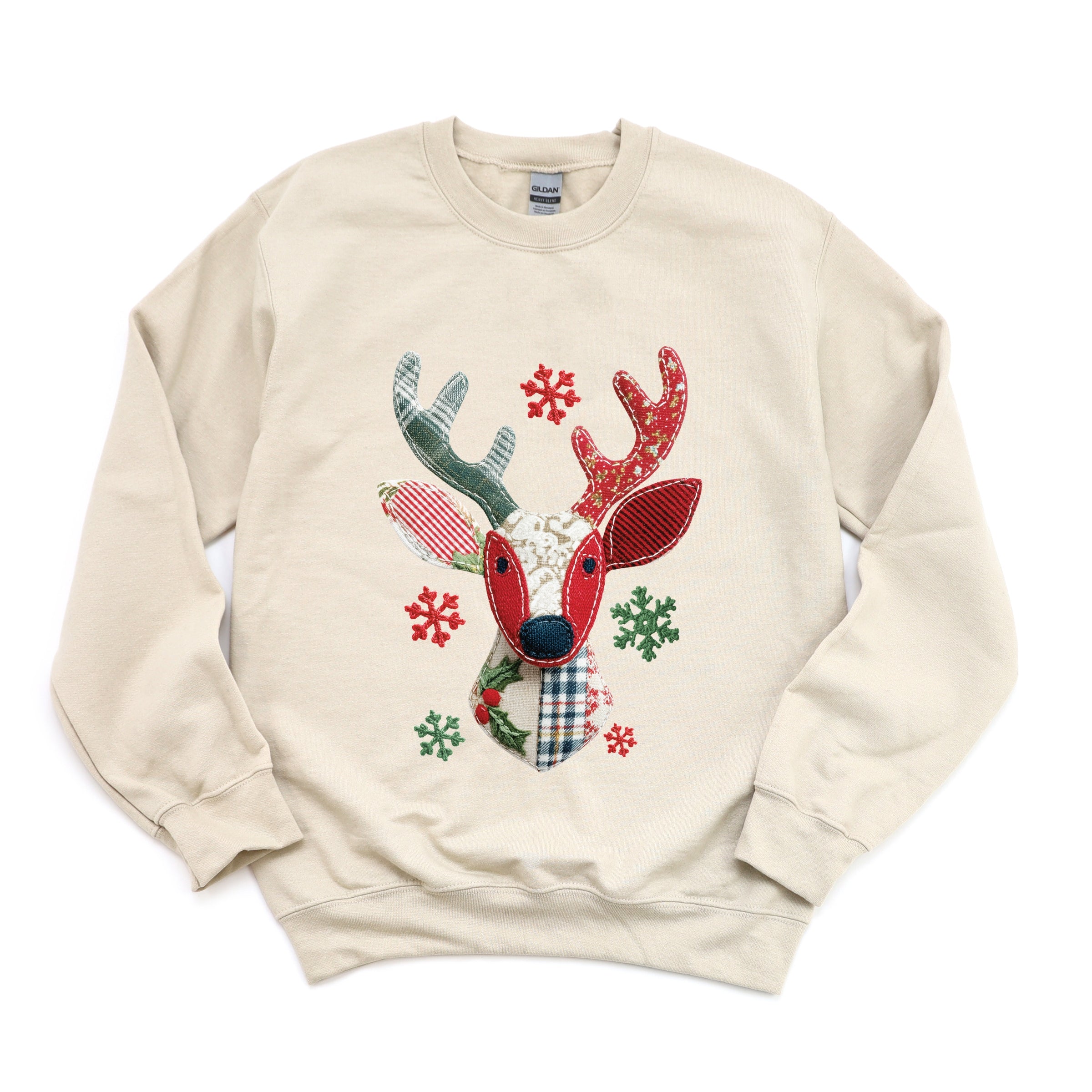 Reindeer Patchwork Print -  Womens Sweatshirt
