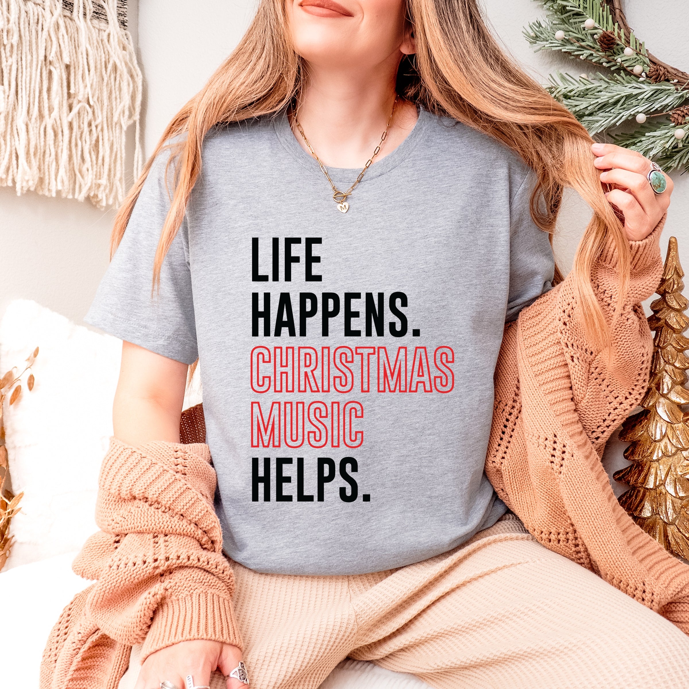 Christmas Music Helps - Women's Short Sleeve Graphic T-Shirt