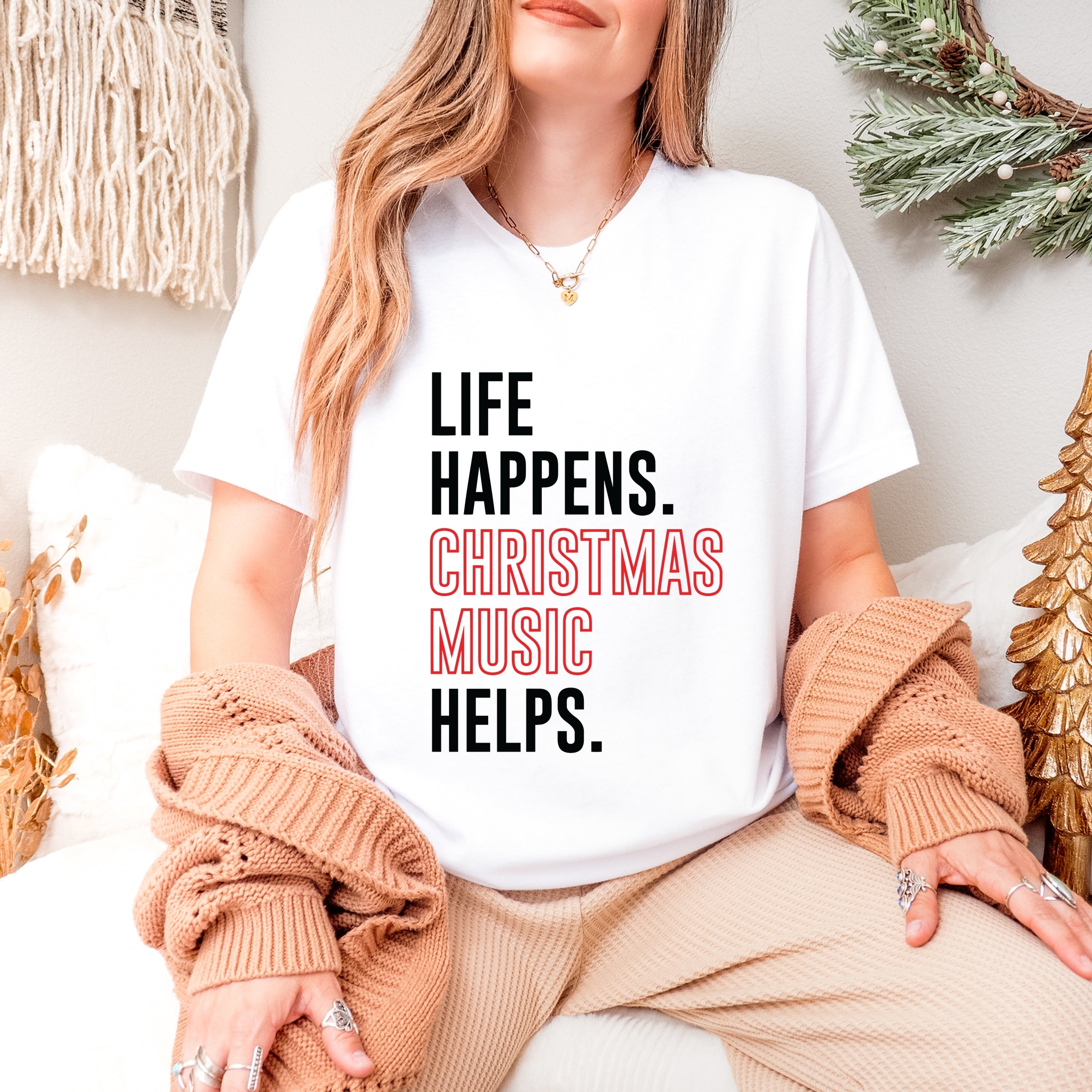 Christmas Music Helps - Women's Short Sleeve Graphic T-Shirt