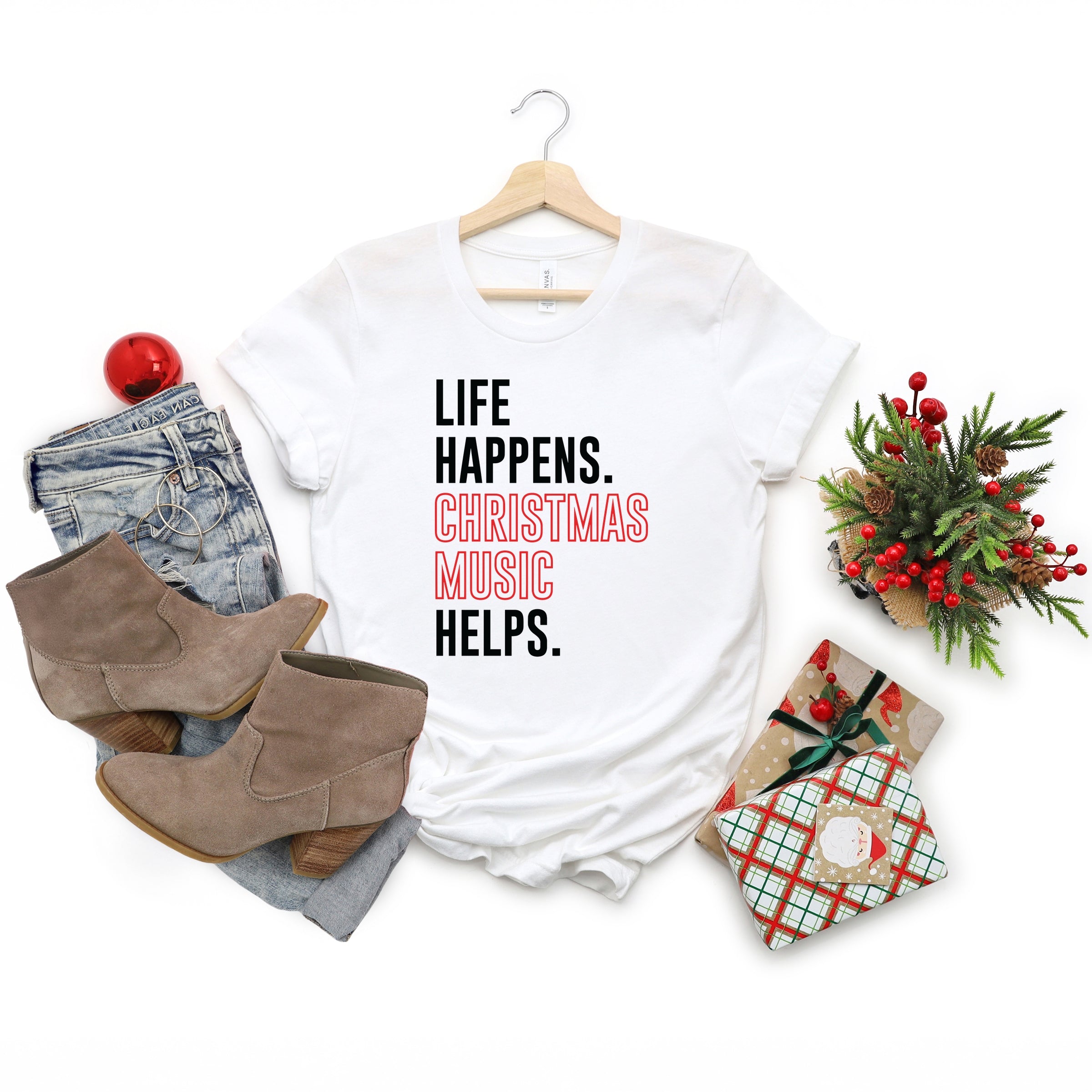 Christmas Music Helps - Women's Short Sleeve Graphic T-Shirt