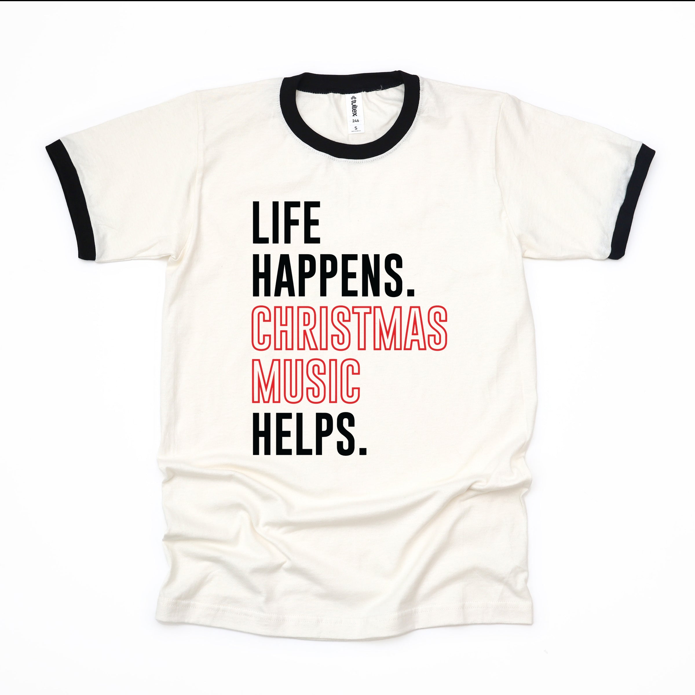 Christmas Music Helps - Women's Ringer Graphic T-Shirt