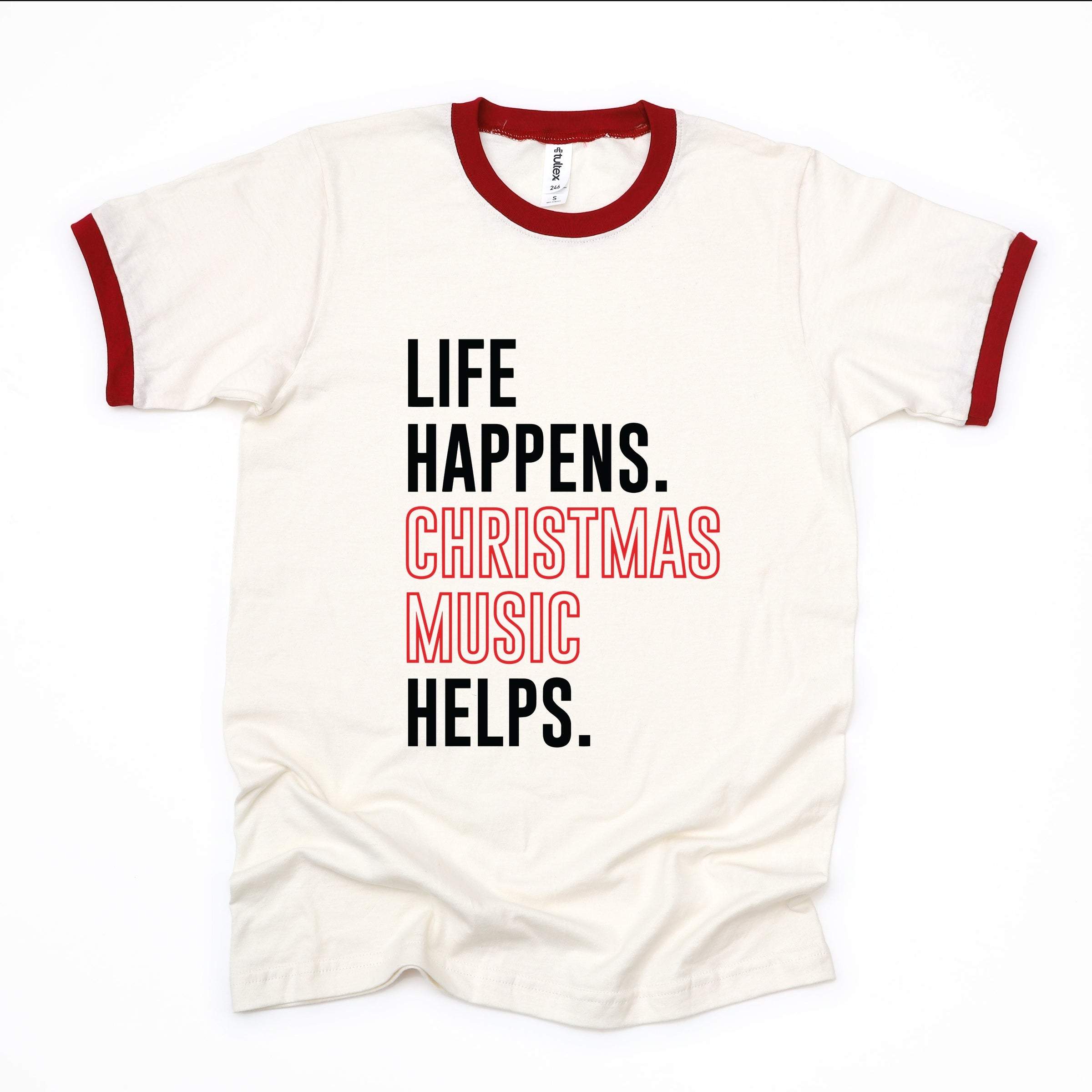 Christmas Music Helps - Women's Ringer Graphic T-Shirt